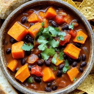 To make this savory chili, you need some key items: - 2 medium sweet potatoes, peeled and diced - 1 can (15 oz) black beans, rinsed and drained - 1 can (14 oz) diced tomatoes with green chilies - 1 medium onion, chopped - 3 cloves garlic, minced - 1 red bell pepper, diced - 2 cups vegetable broth - 1 tablespoon chili powder - 1 teaspoon cumin - 1/2 teaspoon smoked paprika - Salt and pepper to taste - 1 tablespoon olive oil - 1 cup corn (fresh or frozen) These ingredients come together to create a rich and hearty bowl of chili. You can boost the taste with these optional extras: - Fresh cilantro for garnish - A squeeze of lime juice - Avocado slices for creaminess - Sour cream or yogurt for a tangy finish These ingredients add depth and brightness to your chili. Each serving of this chili is packed with nutrients. Here’s a quick look: - Calories: 250 - Protein: 10g - Carbohydrates: 45g - Fiber: 12g - Fat: 5g This chili is not only tasty, but it's also healthy! You can find the full recipe [here](insert link). Start by heating the olive oil in a large pot over medium heat. Add the chopped onion and red bell pepper. Sauté them for about five minutes until they soften. This step builds a great base for your chili. Next, add minced garlic, chili powder, cumin, and smoked paprika. Stir for one minute until you smell the spices. This step adds depth to your chili. Now, it's time to add the main ingredients. Toss in the diced sweet potatoes, black beans, diced tomatoes with their juice, and corn. Mix everything well. Pour in the vegetable broth and stir again. Season with salt and pepper to taste. Bring the chili to a boil. After that, lower the heat to low and cover the pot. Let it simmer for 25 to 30 minutes. Stir it occasionally to stop sticking. Check if the sweet potatoes are tender before moving on. Once the chili is cooked, taste it. Adjust the seasoning if needed. Serve it hot in rustic bowls. For extra flavor, drizzle a bit of olive oil on top. You can also add a sprinkle of fresh cilantro for a pop of color. Enjoy your delicious Sweet Potato Black Bean Chili! For the complete recipe, check out the section above. To make the best sweet potato black bean chili, start with fresh ingredients. Use sweet potatoes that feel firm. Cut them into even pieces for even cooking. I like to sauté the onion and bell pepper until they are soft. This step builds a strong flavor base. Adding spices at the right time matters too. Mix in the garlic, chili powder, cumin, and smoked paprika after the veggies. This brings out their full flavor. Don’t forget to adjust the salt and pepper after cooking. Taste as you go! One common mistake is not cooking the sweet potatoes long enough. If they are still hard, your chili won't be great. Make sure to simmer until they are tender. Another mistake is using low-quality canned beans. Always rinse and drain them well to remove extra salt. Don’t skip the fresh cilantro! It adds brightness to the final dish. Lastly, avoid overcooking the chili. Once it's ready, serve it right away for the best taste. For this recipe, you need a large pot or Dutch oven. This helps cook all the ingredients evenly. A good chopping knife is key for prepping the veggies. A wooden spoon works well for stirring. I also recommend a measuring cup for the broth. If you like, use an immersion blender for a creamier chili. Check out the Full Recipe for more tips! {{image_2}} Sweet Potato Black Bean Chili is naturally vegan and vegetarian. It uses plant-based foods like sweet potatoes and black beans. You can enjoy this chili without meat. It’s full of flavor and nutrients. If you want to boost protein, add extra beans or quinoa. This keeps it hearty and filling. If you like spice, add a kick to your chili. You can mix in jalapeños or serrano peppers. Chop them finely and sauté with the onions. For more heat, add chili flakes or hot sauce. Experiment with your favorite spicy ingredients. Just remember to taste as you go! You can swap ingredients to suit your needs. If you can't have beans, use lentils or chickpeas. For a lower-carb option, replace sweet potatoes with cauliflower. If you want more veggies, add zucchini or spinach. This chili is flexible. You can make it work for your diet and taste. For the full recipe, check out the Sweet Potato Black Bean Chili . To keep your Sweet Potato Black Bean Chili fresh, store it in an airtight container. Make sure to let it cool first. Place it in the fridge if you plan to eat it within three days. For longer storage, the freezer is your best bet. When you want to enjoy your chili again, reheat it on the stove. Pour it into a pot and heat on low. Stir often to avoid burning. You can also use the microwave. Just place it in a microwave-safe dish and cover it. Heat for 1-2 minutes, stirring halfway through. To freeze your chili, let it cool completely. Then, store it in a freezer-safe container. It can last for up to three months. When you're ready to eat, move it to the fridge overnight to thaw. You can also thaw it in the microwave if you need it fast. When reheating, make sure it gets hot all the way through. Enjoy your chili again with full flavor! For the complete recipe, refer to the Full Recipe section. You can store Sweet Potato Black Bean Chili in the fridge for up to five days. Make sure to keep it in an airtight container. This helps keep it fresh and safe for you to enjoy later. Yes, you can make this chili in a slow cooker. Just add all the ingredients, and set it on low for six to eight hours. This method allows the flavors to blend nicely. It’s a great option for busy days. Sweet Potato Black Bean Chili pairs well with several sides. You can serve it with crusty bread, tortilla chips, or a simple salad. These sides add texture and balance to the meal. Absolutely! This recipe is perfect for meal prep. You can make a large batch and store it in portions. It reheats well, making it easy to grab for lunch or dinner throughout the week. To make the best Sweet Potato Black Bean Chili, focus on the spices. Use fresh spices for a stronger flavor. Also, let the chili simmer longer for a richer taste. Don't rush it; good things take time. Following the [Full Recipe] closely also helps ensure success. This blog post covered everything you need for sweet potato black bean chili. We discussed essential and optional ingredients, plus the nutritional facts. I guided you through the cooking steps and shared tips to enhance your chili. We explored variations for different diets and how to store leftovers effectively. In closing, this dish is easy to make and full of flavor. You can customize it to suit your taste. Enjoy this hearty meal with friends or family anytime!