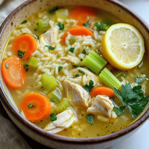 To make Cozy Chicken & Rice Soup, you need a mix of simple and fresh ingredients. Each one adds flavor and warmth to the dish. - Chicken and vegetable components - 1 pound boneless, skinless chicken thighs, diced - 1 medium onion, chopped - 3 carrots, sliced - 2 celery stalks, sliced - Herbs and spices - 1 cup long-grain rice, rinsed - 6 cups low-sodium chicken broth - 1 teaspoon dried thyme - 1 teaspoon dried oregano - 1 bay leaf - Salt and pepper to taste - Optional garnishes - 2 tablespoons olive oil - Fresh parsley, chopped (for garnish) - Juice of 1 lemon (for brightness) These ingredients work together to create a rich, comforting soup. The chicken provides protein, while the rice gives it a hearty feel. The herbs and spices boost the flavor, making every bite satisfying. I love to add lemon juice for a touch of brightness. It brings the whole dish to life! For the full recipe, check out the Cozy Chicken & Rice Soup 🧡. Cooking the chicken Start by heating olive oil in a large pot over medium heat. Add diced chicken thighs. Season with salt and pepper. Cook until they turn golden brown, around 5 to 7 minutes. Once done, remove the chicken from the pot and set it aside. This step gives your soup a rich flavor base. Sautéing the vegetables In the same pot, toss in the chopped onion, sliced carrots, and sliced celery. Cook these for about 5 minutes, stirring occasionally. The goal is to soften them and let their flavors mix. After they soften, add minced garlic and cook for another 1 to 2 minutes. You want to release that wonderful garlic aroma. Adding broth and rice Now, it’s time to bring it all together. Add the rinsed long-grain rice back into the pot. Pour in the low-sodium chicken broth, and then add dried thyme, oregano, and a bay leaf. Stir everything well to combine. This step is crucial as it sets the foundation for your cozy chicken and rice soup. Bringing to a boil Next, return the browned chicken to the pot. Bring the mixture to a gentle boil. This will help all the flavors meld beautifully together. Cooking duration Once boiling, reduce the heat to low and cover the pot. Let it simmer for about 20 to 25 minutes. This allows the rice to cook through and absorb all those tasty flavors. Final seasoning adjustments After the cooking time, remove the bay leaf. Stir in the fresh lemon juice for a bright touch. Taste your soup and adjust seasoning with more salt and pepper, if needed. This final touch makes a world of difference! For the complete process, you can refer to the Full Recipe. To enhance the taste of your Cozy Chicken & Rice Soup, try adding fresh herbs like dill or basil. These herbs bring a bright note to the rich broth. You can also mix in parsley at the end for freshness. For a better broth, use homemade chicken broth if you can. It has more depth than store-bought. Simmer the broth longer to extract more flavor. You can even add a splash of white wine for a hint of acidity. Improving the texture of the rice is easy too. Rinse the rice well before cooking to remove excess starch. This step helps the rice stay fluffy instead of becoming mushy. If you prefer, use jasmine or basmati rice for a different flavor and texture. This soup pairs well with crusty bread or a simple green salad. A side of garlic bread is also a great choice for dipping. If you want to make it a full meal, a light sandwich adds variety. To enjoy leftovers, try reheating the soup on the stove. This method helps retain the flavors. You can also add more broth or water if the soup thickens too much. To keep it fresh, top it with fresh herbs or a squeeze of lemon juice before serving. For the full recipe, check the Cozy Chicken & Rice Soup section above. {{image_2}} When making cozy chicken and rice soup, feel free to mix things up. You can swap ingredients based on what you have or your taste. Here are some ideas to create your perfect bowl of soup. - Ingredient Swaps: You can change the vegetables. Instead of carrots, try peas or corn. You could also use wild rice or brown rice instead of long-grain rice. Each choice brings a unique flavor. - Dietary Modifications: For a gluten-free option, ensure your broth is gluten-free. You can also use cauliflower rice for a low-carb version. This swap keeps the soup light and tasty. - Spicy Versions: If you like heat, add crushed red pepper or diced jalapeños. You can also toss in some cooked chorizo or spicy sausage for extra protein and flavor. This adds a fun twist to the classic recipe. These variations can help you tailor the soup to fit your needs and cravings. Don’t hesitate to explore these options! For the original recipe, check out the Full Recipe. To keep your cozy chicken and rice soup fresh, store it properly. - Refrigeration tips: Place the soup in an airtight container. This will help it stay fresh for about 3 to 4 days. Make sure to let it cool before sealing it. - Freezing guidelines: For longer storage, freeze the soup. Use freezer-safe containers or bags. Leave some space for expansion as it freezes. It will last for about 2 to 3 months in the freezer. You want to enjoy your soup just like the first time you made it. - Best methods for reheating: The best way to reheat is on the stove. Pour the soup into a pot over medium heat. Stir it often until it warms through. You can also use a microwave if you prefer. Just heat in 1-minute increments, stirring in between. - Maintaining flavor and texture: If you find the soup thickens too much, add a splash of chicken broth or water while reheating. This helps keep the rice tender and the flavors bright. Can I use canned chicken instead of fresh? Yes, you can use canned chicken. Just drain it well and add it to the soup later. This saves time and works well in a pinch. Fresh chicken gives a better taste, but canned is a good option. How can I make this soup ahead of time? You can make the soup in advance and store it in the fridge. It stays fresh for about three days. To reheat, warm it on the stove over low heat. You can also freeze it for up to three months. Just remember to leave out the rice if you freeze it. Rice can get mushy when thawed. What is the best type of rice to use? Long-grain rice works best for this soup. It cooks evenly and stays fluffy. You can also try brown rice for a nutty flavor. If you prefer a quicker option, instant rice can be used, but adjust the cooking time. Can I make this soup in a slow cooker? Yes, you can use a slow cooker. Add all the ingredients except the rice and cook on low for 6-8 hours. About 30 minutes before serving, stir in the rice. This method gives you a rich flavor with less hands-on time. Calories and serving size One serving of this soup has about 300 calories. Each recipe makes six servings, so it’s great for sharing. Key nutritional benefits of the ingredients - Chicken thighs provide protein and iron. - Carrots add fiber and vitamins. - Celery offers hydration and minerals. - Rice gives energy through carbs. - Using low-sodium broth helps keep it heart-healthy. This soup is comforting and nourishing, making it a great choice for any meal. For the complete recipe, check the Full Recipe section. This blog post covered the key steps for making a delicious soup. We explored essential ingredients like chicken, vegetables, and spices. I shared how to prepare and simmer the soup for the best flavor. You also learned tips to enhance taste and texture, plus ways to customize your dish. Don’t forget about storing leftovers properly! Whether you want extra herbs or a spicy kick, you can easily adapt this recipe. Enjoy making this soup your own and savor every bite!