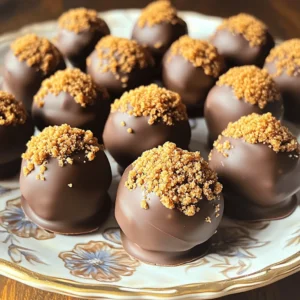 To make No-Bake Biscoff Cookie Butter Truffles, you need the following ingredients: - 1 cup Biscoff cookie crumbs - 1/2 cup creamy Biscoff cookie butter - 1/4 cup cream cheese, softened - 1/2 cup powdered sugar - 1 teaspoon vanilla extract - 1/2 cup dark chocolate chips (for coating) - Additional Biscoff cookie crumbs (for rolling) These ingredients blend to create a rich and creamy treat. The Biscoff cookie crumbs add crunch and flavor. The cookie butter gives a sweet, spiced taste. Cream cheese adds creaminess, while powdered sugar sweetens the mix. You can add some fun garnishes for extra flair: - Drizzle of melted chocolate - Pinches of sea salt - Crushed nuts, like hazelnuts or almonds These garnishes enhance the truffles' look and taste. A drizzle of chocolate adds a touch of elegance. Sea salt balances the sweetness and brings out the flavors. If you lack some ingredients, don't worry! Here are some easy swaps: - Use graham cracker crumbs instead of Biscoff cookie crumbs. - Swap cream cheese with mascarpone for a lighter texture. - Replace dark chocolate with milk chocolate for a sweeter taste. These substitutions work well and still give you delicious truffles. Adjusting ingredients can make this recipe fit your pantry and taste. Start by gathering your ingredients. You need Biscoff cookie crumbs, creamy Biscoff cookie butter, softened cream cheese, powdered sugar, and vanilla extract. In a mixing bowl, combine the Biscoff cookie crumbs, cookie butter, cream cheese, powdered sugar, and vanilla. Mix them well until you have a dough-like consistency. You can use a spatula or your hands to mix. Once blended, pop the bowl in the fridge for about 30 minutes. This helps the mixture firm up, making it easier to shape. After chilling, it’s time to shape the truffles. Use a small cookie scoop or your hands to roll the mixture into bite-sized balls, about 1 inch wide. Make sure each ball is smooth and even. Place the rolled truffles on a parchment-lined baking sheet. This keeps them from sticking and makes for easy cleanup. Next, we coat the truffles in chocolate. In a microwave-safe bowl, add the dark chocolate chips. Melt the chocolate in 30-second intervals. Stir in between until it’s nice and smooth. Now, dip each truffle in the melted chocolate. Make sure they are fully coated. Use a fork to lift them out, letting any extra chocolate drip off. Roll the chocolate-covered truffles in more Biscoff cookie crumbs while the chocolate is still wet. Finally, return the truffles to the baking sheet. Refrigerate them for another 15 to 20 minutes until the chocolate sets. Enjoy the fun of making these tasty treats! To get the right texture for your truffles, mix the ingredients well. Start with the Biscoff cookie crumbs and cookie butter. Add cream cheese, powdered sugar, and vanilla extract. This blend should feel doughy. If it’s too sticky, add more cookie crumbs. If it’s too dry, mix in a bit more cookie butter. Chilling the mixture for 30 minutes helps too. It firms up, making it easy to shape. Melting chocolate can be tricky, but I have some tips. Use a microwave-safe bowl for the dark chocolate chips. Heat them in 30-second bursts. Stir after each interval. This method prevents burning. If you see some lumps, keep stirring. The heat will melt them. The chocolate should be smooth and shiny. If it gets too thick, add a tiny bit of coconut oil to loosen it up. Presentation can make your truffles pop. Use a decorative plate to show them off. Dust the top with extra cookie crumbs for a fun look. You can also place each truffle in a mini cupcake liner. This adds a touch of elegance. For a pop of color, serve with fresh berries or mint leaves. These small touches make your truffles even more inviting! {{image_2}} You can easily adapt these truffles for different diets. For gluten-free eaters, use gluten-free Biscoff cookies. If you're dairy-free, try vegan cream cheese and a dairy-free chocolate. These swaps keep the flavor strong while catering to various needs. Want to mix things up? Add a pinch of salt for contrast. You can also incorporate spices like cinnamon or nutmeg for warmth. For a fun twist, try adding a splash of espresso or coffee to enhance the chocolate flavor. The options are endless! Dark chocolate is delicious, but you can switch it up! Use milk chocolate for a sweeter taste. White chocolate works too, especially if you want a pretty contrast. You can even use colored candy melts for fun occasions. Each choice offers a unique flavor and look. Store your Biscoff cookie butter truffles in an airtight container. This keeps them fresh. I recommend placing a layer of parchment paper between each layer of truffles. This prevents sticking. Keep the container in the fridge for the best taste and texture. Avoid storing them at room temperature. Heat can melt the chocolate coating. These truffles last about one week in the fridge. The flavors develop and deepen over time. If you notice any change in texture or smell, it is best to toss them. Always check for signs of spoilage before enjoying your truffles. You can freeze these truffles for up to three months. To freeze, place them in a single layer on a baking sheet. Once frozen, transfer them to a freezer-safe bag or container. When you're ready to eat, take them out and let them thaw in the fridge. This keeps them creamy and delicious. Enjoy your sweet treat! Yes, you can make these truffles ahead of time. I often prepare them a day in advance. Once they are set, store them in an airtight container in the fridge. This way, they stay fresh and tasty. Just be sure to roll them in extra Biscoff crumbs right before serving for a great look. To keep your chocolate smooth, melt it slowly. Use a microwave and heat in 30-second bursts. Stir in between each burst until it melts completely. If you notice it thickening, you can add a tiny bit of coconut oil. This will help the chocolate stay creamy for dipping. Work quickly when coating the truffles to keep the chocolate soft. There are many fun options for decorating these truffles. You can roll them in chopped nuts or sprinkles. Drizzle melted white chocolate on top for a nice touch. You could even use edible glitter for a sparkly look. Another idea is to use crushed Biscoff cookies mixed with cocoa powder. Each option makes your truffles unique and special. You learned how to make delicious truffles using a simple process. We covered the essential ingredients, shaping techniques, and storage tips. Don’t forget the helpful advice for perfect consistency and chocolate melting. Explore variations to meet dietary needs and enhance flavors. These tricks will polish your truffle-making skills. Now, you can impress friends and family with tasty treats. Enjoy your truffle journey and have fun experimenting with your own ideas!
