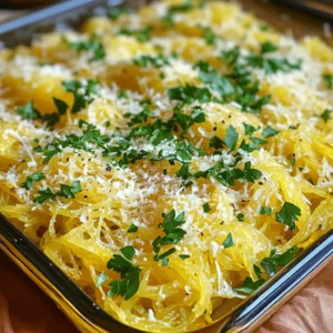 To make Garlic Parmesan Spaghetti Squash, you need a few key items: - 1 medium spaghetti squash - 4 cloves garlic, minced - 1/4 cup olive oil - 1/2 cup grated Parmesan cheese - 1 teaspoon Italian seasoning - Salt and pepper to taste - Fresh parsley, chopped, for garnish - Zest of 1 lemon These ingredients bring out the best flavors of the squash. The garlic adds a nice aroma, while the Parmesan cheese gives it a rich taste. When picking a spaghetti squash, look for a firm, yellow skin. Avoid any that have soft spots or blemishes. A medium-sized squash works best for this recipe. It should feel heavy for its size. This weight indicates that it has a lot of flesh inside, which is what you want. If you're looking for swaps, you can try different cheeses, like Pecorino Romano or nutritional yeast for a vegan option. You can also use garlic powder if fresh garlic isn't available. For a gluten-free option, just make sure all ingredients are certified gluten-free. If you want more veggies, add spinach or kale for extra color and nutrients. To make Garlic Parmesan Spaghetti Squash, follow these steps closely. First, preheat your oven to 400°F (200°C). Next, take your medium spaghetti squash and cut it in half lengthwise. Make sure to scoop out the seeds inside each half. This step is key for the best texture. Brush the insides with olive oil. Sprinkle salt, pepper, and Italian seasoning on both halves. Now, place the squash cut-side down on a baking sheet. Use parchment paper for easy cleanup. Bake the squash for about 35-40 minutes. It's done when the flesh is tender. You can test it by poking it with a fork. While it bakes, heat the remaining olive oil in a pan over medium heat. Add the minced garlic and sauté for 1-2 minutes. Keep an eye on it; you don’t want it to burn. Once the squash comes out of the oven, let it cool for a few minutes. Use a fork to scrape the flesh into strands. Add these strands to the pan with garlic. Mix in the grated Parmesan cheese and stir well. Sauté everything for another minute until the cheese melts. Finish with lemon zest and adjust the seasoning with salt and pepper. Garnish with chopped parsley before serving. Baking and microwaving both cook spaghetti squash, but they differ. Baking gives a better flavor and texture. It caramelizes the sugars and enhances the taste. It also cooks evenly, leading to tender strands. Microwaving is faster and easier. If you are short on time, this method works well. Just cut the squash in half and place it cut-side down in a dish with a little water. Microwave for about 10-12 minutes. To avoid overcooking spaghetti squash, keep an eye on the time. If you bake it, check it around the 30-minute mark. You want it fork-tender but not mushy. If you microwave, start with less time. You can always add more time if needed. The squash will continue cooking a bit after you remove it. That’s important to keep in mind. Always use a fork to test for doneness. This way, you get the perfect texture every time. To make your Garlic Parmesan Spaghetti Squash pop, add more flavors. You can use red pepper flakes for heat. A squeeze of fresh lemon juice brightens the dish. Fresh herbs like basil or thyme add depth. You can also mix in sun-dried tomatoes for a sweet, tangy bite. Experiment with your favorites and find the mix you love! One common mistake is overcooking the squash. If you bake it too long, it becomes mushy. Always check for tenderness around the 35-minute mark. Another mistake is not seasoning enough. Salt, pepper, and Italian seasoning bring out the flavor. Lastly, don’t skip the garlic! It adds essential aroma and taste. For making this dish, a sharp knife is key. You need it to cut the spaghetti squash in half easily. A sturdy baking sheet lined with parchment paper helps with cleanup. I also recommend a fork for scraping the squash into strands. A large sauté pan is perfect for mixing the squash with garlic and cheese. {{image_2}} You can easily add your own spin to Garlic Parmesan Spaghetti Squash. Try mixing in different herbs like basil or thyme for a fresh twist. You can also add sun-dried tomatoes for a burst of flavor. If you love heat, sprinkle in some red pepper flakes. For a richer taste, consider adding a splash of cream or cream cheese. Each option makes the dish unique while keeping that garlic and cheese goodness. If you want to make this dish fit your diet, swap the Parmesan for a dairy-free cheese. Nutritional yeast can also give you that cheesy taste without dairy. Use avocado oil instead of olive oil for a different flavor. If you need gluten-free options, this recipe is naturally gluten-free. You can also skip the cheese altogether for a lighter version that still tastes great. Adding protein to your Garlic Parmesan Spaghetti Squash is simple. Grilled chicken or shrimp pairs nicely with the flavors. You can also toss in some cooked ground turkey or beef. For a plant-based option, add chickpeas or lentils for a hearty touch. These additions not only boost protein but also make the meal more filling. To store your leftover garlic Parmesan spaghetti squash, let it cool first. Place it in an airtight container. Refrigerate it within two hours of cooking. It will stay fresh for about 3-5 days. If you want to keep it longer, consider freezing it. When reheating, the oven is your best choice. Preheat the oven to 350°F (175°C). Place the squash in a baking dish and cover with foil. Heat for about 15-20 minutes until warm. This method keeps the flavor and texture nice. You can also use the microwave if you're in a hurry. Use a microwave-safe dish and cover it. Heat in short bursts, stirring in between to avoid hot spots. To freeze garlic Parmesan spaghetti squash, first let it cool completely. Portion it into freezer-safe bags or containers. Remove as much air as possible before sealing. Label each bag with the date. It will stay good for up to 3 months. When you’re ready to eat, thaw it in the fridge overnight. Reheat as mentioned above for the best results. Spaghetti squash is a type of winter squash. It has a hard shell and yellow skin. When cooked, its flesh turns into strands that look like spaghetti. To prepare it, cut the squash in half and scoop out the seeds. Brush the inside with olive oil, salt, pepper, and Italian seasoning. Bake it cut-side down in the oven until soft. Yes, you can use other cheeses! Cheddar, mozzarella, or goat cheese are great choices. Each cheese gives a different flavor. Just remember to melt the cheese into the squash like you do with Parmesan. You will know the squash is done when it is tender. Stick a fork into the flesh. If it easily pulls apart into strands, it's ready. This usually takes about 35-40 minutes of baking. Spaghetti squash is low in carbs. It's a great substitute for pasta. One cup has about 10 grams of carbs. This makes it perfect for low-carb or keto diets. Plus, it is full of fiber and nutrients! Garlic Parmesan spaghetti squash is a great dish filled with flavor. We covered the key ingredients, cooking methods, and helpful tips to avoid mistakes. You learned about fun variations and how to store leftovers properly. Remember, making this dish is simple, and you can adapt it to fit your diet. Use this guide to create delicious meals and impress your friends and family. Embrace the unique taste of spaghetti squash and make it a regular part of your cooking!
