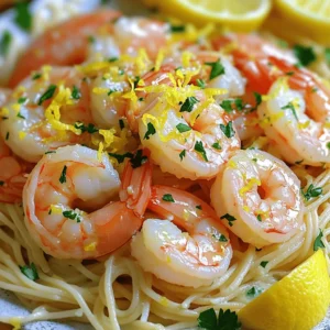 To make Lemon Garlic Shrimp Scampi, gather these fresh and flavorful ingredients: - 1 pound large shrimp, peeled and deveined - 4 tablespoons unsalted butter - 3 tablespoons olive oil - 4 cloves garlic, minced - 1 teaspoon red pepper flakes (adjust to taste) - Zest of 1 lemon - Juice of 2 lemons - Salt and pepper to taste - Fresh parsley, chopped (for garnish) - 8 ounces linguine or spaghetti - Grated Parmesan cheese (optional) You can swap ingredients if needed. Here are some ideas: - Shrimp: Use scallops, chicken, or tofu for a different protein. - Butter: Substitute with coconut oil or ghee for a dairy-free option. - Olive Oil: Can be replaced with avocado oil or any light oil. - Red Pepper Flakes: Use fresh chili or omit for less heat. - Lemon Juice: Lime juice works well in a pinch. - Pasta: Try zucchini noodles or gluten-free pasta for a lighter dish. This dish is not only tasty but also packed with nutrients. Here’s a rough estimate per serving: - Calories: 450 - Protein: 30g - Carbohydrates: 45g - Fat: 15g - Fiber: 2g This meal provides a good balance of protein and carbs, making it great for energy. Enjoy this quick and tasty dish while knowing you’re fueling your body right! Start by boiling a large pot of salted water. Add 8 ounces of linguine or spaghetti to the pot. Cook the pasta according to the package instructions until it is al dente. This usually takes about 8 to 10 minutes. After cooking, reserve 1 cup of the pasta water. Then, drain the pasta and set it aside. While the pasta cooks, prepare the shrimp. Take 1 pound of large shrimp, peeled and deveined. Place the shrimp in a bowl and season them with salt and pepper. Mix well to ensure each shrimp is coated. This gives the shrimp great flavor. Next, heat a large skillet over medium heat. Add 4 tablespoons of unsalted butter and 3 tablespoons of olive oil. Once the butter melts, add 4 cloves of minced garlic and 1 teaspoon of red pepper flakes. Sauté this mixture for about 1 minute. You want the garlic fragrant, but not browned. Then, add the seasoned shrimp to the skillet. Cook them for 2 to 3 minutes on each side until they turn pink and opaque. Be careful here! Overcooked shrimp can become tough. After the shrimp is cooked, stir in the zest of 1 lemon and the juice from 2 lemons. Mix everything well and cook for an additional minute to let the flavors blend. Now it's time to combine the pasta! Add the drained pasta to the skillet. Toss everything together, ensuring the pasta is coated in the sauce. If the mixture seems dry, gradually add some of the reserved pasta water until you reach your desired consistency. Taste the dish and adjust the seasoning with more salt, pepper, or lemon juice if needed. Finally, remove the skillet from heat and garnish with fresh parsley. Optionally, sprinkle grated Parmesan cheese on top for an extra touch. Enjoy your meal! To cook shrimp just right, start with fresh, large shrimp. Look for shrimp that are pink and firm. If using frozen shrimp, thaw them in cold water first. Pat them dry before cooking. This helps them sear well. Cook shrimp in a hot pan for 2-3 minutes on each side. They should turn pink and opaque. Avoid overcooking. Overcooked shrimp become tough and rubbery. For great flavor, use fresh garlic and lemons. Mince garlic finely to release its oils. Sauté it gently in butter and olive oil. This brings out its sweet, rich taste. Add red pepper flakes for a little kick. Adjust the amount to your taste. Zest the lemon before juicing it; this adds a bright, citrusy flavor. Combine the zest and juice for a perfect balance. Serve your Lemon Garlic Shrimp Scampi in a big bowl. Garnish with fresh parsley for color and flavor. Adding lemon wedges on the side gives a nice touch. If you like cheese, sprinkle grated Parmesan on top. This dish pairs well with a crisp salad or crusty bread. Enjoy it with a glass of white wine for a complete meal. {{image_2}} To make Spicy Lemon Garlic Shrimp Scampi, simply add more red pepper flakes. You can adjust the heat to match your taste. Start with 1 teaspoon, then add more if you want. This gives the dish a nice kick. Pair it with a side of crusty bread to soak up the sauce. For a Creamy Shrimp Scampi, add heavy cream or half-and-half. Start with about 1/2 cup after cooking the shrimp. Stir it in after adding the lemon juice. The cream makes the sauce rich and smooth. You can also use cream cheese for a different texture. Serve this version over rice for a hearty meal. If you need a gluten-free option, use gluten-free pasta. Many brands offer great alternatives that taste good. You can also serve the shrimp over zucchini noodles. This adds more veggies to your meal. Just spiralize the zucchini and cook it for a few minutes. This way, you keep the tasty flavors without the gluten. To store leftovers, let the dish cool down. Place it in an airtight container. This keeps the shrimp fresh and prevents odors. Store it in the fridge for up to three days. If you think you won't eat it soon, consider freezing. When you're ready to enjoy leftovers, reheat them gently. Use a skillet over low heat. Add a splash of water or olive oil to keep it moist. Stir frequently to avoid overcooking the shrimp. You can also use the microwave. Heat in short bursts, stirring in between. You can freeze shrimp scampi, but there are tips. Freeze it without the pasta for the best results. Use a freezer-safe container or bag. It can last for up to three months in the freezer. To cook, thaw it in the fridge overnight. Then, reheat on the stove as described above. Enjoy your tasty meal later! The best shrimp for Lemon Garlic Shrimp Scampi is large, peeled, and deveined shrimp. I prefer using wild-caught shrimp for better flavor and quality. You can also use shrimp labeled "U/15," which means there are under 15 shrimp per pound. This size cooks quickly and stays juicy. Yes, you can use frozen shrimp! Just make sure to thaw them before cooking. Place the shrimp in cold water for about 15-20 minutes. Pat them dry with paper towels to remove excess moisture. This helps the shrimp sear nicely in the pan. To make it spicier, simply add more red pepper flakes. Start with an extra ½ teaspoon and adjust to your taste. For less spice, reduce the amount of red pepper flakes or leave them out entirely. You can also use a pinch of black pepper for some warmth without the heat. Absolutely! You can serve shrimp scampi over zucchini noodles or cauliflower rice for a lighter option. You can also enjoy it on its own, paired with crusty bread for dipping. This way, you still get all the tasty flavors without the carbs. This article covered everything you need to make perfect Lemon Garlic Shrimp Scampi. We explored the essential ingredients, how to cook them, and tips for great flavor. You learned about tasty variations and how to store leftovers. Remember, the key to a meal you'll love is good prep and fresh ingredients. With practice, you’ll cook shrimp perfectly every time. Enjoy your cooking journey!
