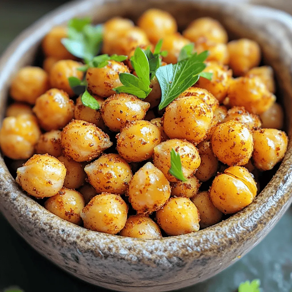 - 1 can (15 oz) chickpeas, drained and rinsed - 1 tablespoon olive oil - 1 teaspoon garlic powder - 1 teaspoon smoked paprika - ½ teaspoon ground cumin - ½ teaspoon salt - ¼ teaspoon black pepper - Optional: pinch of cayenne pepper for heat Crispy air fryer chickpeas start with just a few simple ingredients. First, you need one can of chickpeas. Rinse and drain them well. This step removes the canning liquid, which can make them soggy. Next, you'll use olive oil. It helps the spices stick and gives flavor. The seasonings are key. Garlic powder adds depth, while smoked paprika gives a nice smokiness. Ground cumin brings warmth, and salt enhances all flavors. Don't forget black pepper for a little bite! If you like heat, add cayenne pepper. Just a pinch will do. This optional ingredient adds a spicy kick to the mix. These ingredients work together to create a snack that is crunchy and full of flavor. Preparation is simple and quick, making this a great choice for busy days or movie nights. First, you need to preheat your air fryer to 400°F (200°C). This step takes about five minutes. Preheating is important because it ensures even cooking. It helps the chickpeas turn crispy and golden brown. Next, rinse one can of chickpeas and drain them well. Pat them dry with a clean towel. This step removes moisture. Removing moisture is key for getting them crispy! In a mixing bowl, combine the dried chickpeas with one tablespoon of olive oil. Add one teaspoon of garlic powder, one teaspoon of smoked paprika, half a teaspoon of ground cumin, half a teaspoon of salt, and a quarter teaspoon of black pepper. If you like heat, add a pinch of cayenne pepper too. Toss everything until the chickpeas are well coated. Now, place the seasoned chickpeas in the air fryer basket. Make sure they are in a single layer. Do not overcrowd the basket. This helps them cook evenly. Cook the chickpeas for 15 to 20 minutes. Shake the basket halfway through to ensure good cooking. Keep an eye on them. Air fryer times can vary based on the model. Once they are golden brown and crispy, remove the basket. Let them cool for a couple of minutes. They will crisp up more as they cool. Taste them and adjust the seasoning if needed. Add a bit more salt or spices based on your taste. To get crispy air fryer chickpeas, start with dry chickpeas. After rinsing, pat them dry with a clean kitchen towel. Removing moisture is key. If the chickpeas stay wet, they will steam instead of crisp. Preheat your air fryer to 400°F (200°C) for about five minutes. This helps cook them evenly. Cook for 15 to 20 minutes. Shake the basket halfway through to ensure they crisp up all over. Air fryers can vary, so keep an eye on them. You can change the flavor of your chickpeas easily. Try different spices to suit your taste. Garlic powder and smoked paprika work well together. Feel free to add more salt or pepper. If you like heat, add a pinch of cayenne pepper. This will give them a nice kick. Always taste before serving. This way, you can adjust the seasoning as needed. For a great presentation, serve your chickpeas in a small bowl. Add some fresh herbs like parsley or cilantro for color. They look nice and taste even better! You can enjoy them as a snack or toss them into salads and grain bowls. The crunch adds a fun texture to your meals. {{image_2}} You can change the taste of your crispy air fryer chickpeas easily. Try different seasoning blends like Italian or Mediterranean. For an Italian twist, use herbs like oregano and basil. For a Mediterranean flavor, try adding lemon zest and rosemary. You can also make sweet variations. Mix chickpeas with cinnamon and sugar for a tasty treat. This gives a nice crunch and a sweet kick. It is fun to explore flavors that suit your taste. You don’t have to use canned chickpeas. Dried chickpeas work well too. Just soak them overnight and cook them until soft before air frying. This method can enhance the flavor and texture. You can swap olive oil for other oils. Avocado oil or coconut oil can work well. Each oil adds a unique flavor and can change how crispy your chickpeas get. Experimenting with these swaps can lead to new favorites! To keep your leftover chickpeas fresh, store them in an airtight container. This helps prevent moisture. You can use glass or plastic containers with tight lids. If you don’t have a container, a resealable plastic bag works, too. Make sure to remove as much air as possible. Storing them in the fridge is best. They can last up to three days. For the best texture, reheat your chickpeas in the air fryer. Set the temperature to 350°F (175°C). Cook for about 5 to 10 minutes. This keeps them crispy. You can also use an oven at 350°F (175°C) for about 10 minutes. Just spread them out on a baking sheet. Avoid using the microwave, as it makes them soggy. To make crispy air fryer chickpeas, start by preheating your air fryer to 400°F (200°C). Rinse the chickpeas and then dry them well with a towel. This step is key for crispiness. In a bowl, mix the dried chickpeas with olive oil and spices. Toss them until they are well coated. Place them in the air fryer basket in a single layer. Cook for 15-20 minutes, shaking the basket halfway through. Watch them closely to avoid burning. Once golden brown and crispy, let them cool for a few minutes to crisp up more. Crispy air fryer chickpeas can last for about 3-4 days when stored properly. Keep them in an airtight container. It’s best to store them at room temperature, away from moisture. If you store them in the fridge, they may lose some crispiness. For the best taste, eat them fresh. Using frozen chickpeas is not ideal for this recipe. Frozen chickpeas often have more moisture, which can lead to sogginess. If you want to use them, first thaw and drain them completely. Pat them dry to remove excess water. This helps improve crispiness. Then follow the same cooking steps as with canned chickpeas. You learned how to make crispy air fryer chickpeas. We covered key ingredients, including chickpeas, oil, and spices. I explained how to prep your air fryer and your chickpeas for the best results. You discovered tips for flavor and serving options. Don't forget, these snacks can vary based on your taste. Enjoy experimenting with new flavors. Store leftovers properly for maximum freshness. With these steps, you can easily create a tasty treat anytime. Happy cooking!