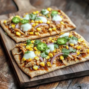 - 2 whole wheat flatbreads - 1 cup cooked chicken breast, shredded - 1/2 cup BBQ sauce First, let’s gather the main ingredients. Whole wheat flatbreads serve as the base. They add a nice flavor and are healthier than regular bread. The shredded chicken breast is key for protein. Use leftover chicken or rotisserie for ease. The BBQ sauce brings the flavor. A smoky variety works best for a rich taste. - 1 cup shredded mozzarella cheese - 1/2 red onion, thinly sliced - 1/2 cup corn kernels (fresh or frozen) - 1 jalapeño, sliced (optional for heat) - 1/4 cup cilantro, chopped Next, we’ll look at the toppings. Shredded mozzarella cheese creates that gooey texture we love. Thinly sliced red onion adds a nice crunch and a bit of sweetness. Corn kernels give a pop of flavor and color. If you like heat, add jalapeño slices. Finally, chopped cilantro adds freshness and brightness. - Olive oil for brushing - Salt and pepper to taste Now for the seasonings. Olive oil helps the flatbreads crisp up nicely. Just brush a bit on before baking. Don’t forget salt and pepper! They enhance every flavor. A little seasoning goes a long way in this dish. Gather all these ingredients, and you're ready to create a tasty BBQ chicken flatbread pizza! 1. Start by preheating your oven to 425°F (220°C). This will help cook the flatbreads evenly and get them nice and crispy. 2. In a medium bowl, mix the shredded chicken with 1/2 cup of BBQ sauce. Make sure every piece of chicken is well coated. Set this mix aside for later. 3. Place the whole wheat flatbreads on a baking sheet. Lightly brush each flatbread with olive oil. This step adds flavor and helps them crisp up in the oven. 1. Now it’s time to spread the BBQ chicken mix evenly over each flatbread. Leave a small border around the edges. This helps hold all the toppings in. 2. Next, sprinkle 1 cup of shredded mozzarella cheese over the chicken. Then add the thinly sliced red onion and corn kernels. If you like heat, add sliced jalapeños on top. 3. Finally, season with salt and pepper to taste. This enhances all the flavors and brings the dish together. 1. Bake the flatbreads in your preheated oven for about 10-12 minutes. Keep an eye on them. The cheese should be bubbly, and the edges of the flatbread will turn golden brown. 2. Once they’re done baking, remove them from the oven and let them cool for a minute. This allows the cheese to set and makes slicing easier. 3. Before you slice, sprinkle freshly chopped cilantro over the top. This adds a pop of color and flavor. Now, cut the flatbreads into triangles and enjoy! - Choosing the right BBQ sauce: Pick a smoky BBQ sauce for great flavor. Look for sauces with a balance of sweet and tangy. A good sauce makes a big difference in taste. - How to shred chicken effectively: Use two forks to pull apart the chicken. This method is quick and easy. You can also use a stand mixer on low speed for faster shredding. - Baking tips for crispier flatbreads: Bake flatbreads directly on the oven rack. This allows hot air to circulate. You can also pre-bake them for 3-5 minutes before adding toppings. - Cheese melting tips: Use freshly shredded mozzarella. It melts better than pre-shredded cheese. For an extra gooey texture, mix in a bit of cream cheese. - Creative serving suggestions: Cut flatbreads into triangles. Arrange them on a wooden board for a rustic look. Serve with extra BBQ sauce for dipping. - Garnishing ideas: Top with fresh cilantro for color and taste. You can add lime wedges for a zesty touch. A sprinkle of chili flakes gives it a nice kick. {{image_2}} You can switch up your BBQ chicken flatbread pizza using different cheeses or proteins. - Alternative cheeses: Try gouda for a smoky flavor or feta for a salty kick. - Different proteins: Swap chicken for pulled pork or shredded beef for a hearty twist. If you follow special diets, you can still enjoy this pizza. - Gluten-free options: Use gluten-free flatbreads or cauliflower crusts for a tasty base. - Vegetarian variations: Replace chicken with grilled veggies or chickpeas for a healthy choice. Enhance your pizza with spices and different BBQ flavors. - Spices and herbs to consider: Add smoked paprika, garlic powder, or fresh basil for extra depth. - Using different BBQ flavors: Experiment with honey BBQ for sweetness or spicy chipotle for a kick. To store your leftover BBQ chicken flatbread pizza, first let it cool. Once cool, wrap each piece tightly in plastic wrap. This helps keep it fresh. You can also use an airtight container. Make sure to remove as much air as possible. This prevents sogginess and keeps it tasty. Store it in the fridge for up to three days. When you’re ready to enjoy your leftovers, the best way to reheat is in the oven. Preheat your oven to 350°F (175°C). Place the flatbread on a baking sheet. Heat it for about 10 minutes. This helps keep the crust crispy. If you want to use a microwave, put a cup of water inside. This helps prevent the pizza from getting tough. Heat in short bursts until warm. You can freeze BBQ chicken flatbread pizza for later. To freeze, first wrap each piece in plastic wrap, then foil. This keeps out air and prevents freezer burn. You can store it in the freezer for up to two months. When you’re ready to eat, take it out and thaw it in the fridge overnight. After thawing, reheat in the oven for the best taste and texture. Can I use store-bought barbecue sauce? Yes, you can use store-bought barbecue sauce. It saves time and still adds great flavor. Just choose a smoky type for the best taste. How long can I store leftover pizza? You can store leftover pizza in the fridge for about 3 to 4 days. Make sure to wrap it well to keep it fresh. Can I microwave the flatbread pizza? You can microwave it, but the texture may not be the same. The flatbread might get soggy instead of crispy. For best results, bake it. What to do if my flatbread is too soggy? If your flatbread is soggy, try baking it longer. You can also place it on a rack to help it crisp up. Avoid adding too much sauce next time. Can I use a different type of flatbread? Yes, you can use any flatbread you like. Pita bread or naan works well too. Just adjust the baking time if needed. What’s a good substitute for cilantro? If you don’t like cilantro, try parsley instead. It adds a fresh taste without the strong flavor of cilantro. You can also use green onions for a nice crunch. This blog post gave you the tools to make BBQ chicken flatbread pizza. You learned about key ingredients like flatbreads, chicken, and toppings. I shared step-by-step cooking tips to help you succeed. You also found ways to adapt the recipe for your needs. Remember, cooking is fun. Be creative with flavors and toppings. Enjoy making this tasty dish!
