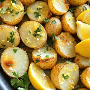 To make One-Pan Greek Lemon Potatoes, gather these ingredients: - 2 pounds baby potatoes, halved - 1/4 cup olive oil - 3 cloves garlic, minced - 2 tablespoons fresh lemon juice - Zest of 1 lemon - 1 teaspoon dried oregano - 1 teaspoon sea salt - 1/2 teaspoon black pepper - Fresh parsley, chopped (for garnish) - Lemon wedges (for serving) Using fresh ingredients makes a big difference. Fresh baby potatoes have a firm texture and bright taste. Fresh garlic adds a sharp flavor that elevates the dish. Fresh lemon juice and zest bring a tangy brightness. These flavors work together to create a dish that is full of life. When you use fresh herbs like parsley, you add a pop of color and taste. This ensures your One-Pan Greek Lemon Potatoes shine on the plate. If you cannot find baby potatoes, use regular potatoes. Just cut them into smaller pieces. Instead of olive oil, you could use avocado oil for a different flavor. If you don’t have fresh garlic, garlic powder works too, but use less. For lemon juice, lime juice can be a tasty substitute. You can swap dried oregano with Italian seasoning if needed. These substitutions keep your dish tasty while allowing for flexibility. First, I preheat the oven to 400°F (200°C). This heat makes the potatoes crisp and golden. Next, I grab a large bowl and mix together the olive oil, minced garlic, fresh lemon juice, lemon zest, dried oregano, sea salt, and black pepper. This mixture is the magic marinade. I stir well to combine all the flavors. Then, I add the halved baby potatoes to the bowl. I toss them gently, ensuring every potato gets coated in that tasty marinade. Once the potatoes are ready, I transfer them to a large baking dish or a rimmed baking sheet. I spread them out in a single layer. This step helps them cook evenly. I pop the dish in the oven and set a timer for 40-45 minutes. Halfway through, I take a moment to stir the potatoes. This ensures they roast perfectly on all sides. As the potatoes roast, I watch for visual cues. They should turn a lovely golden brown. I also pay attention to the aroma. The smell of garlic and lemon fills the kitchen, and it’s simply divine. When they are tender and golden, I know they’re done. I remove the dish from the oven and let the potatoes cool for a few minutes. Finally, I garnish them with freshly chopped parsley and serve with lemon wedges for that extra zing. To get the best flavor from your One-Pan Greek Lemon Potatoes, use fresh ingredients. Fresh garlic and lemon really make a difference. Make sure you zest the lemon before juicing it. This adds a bright taste. Mix the marinade well to coat all the potatoes. Let them sit in the marinade for a bit before baking. This step helps the flavors sink in. One common mistake is not cutting the potatoes evenly. If some pieces are larger, they won’t cook the same. Ensure they are all about the same size. Another mistake is not stirring the potatoes halfway through. This helps them brown evenly. Also, don’t skip the fresh parsley garnish. It adds color and flavor. Lastly, avoid using old potatoes. Fresh ones will give you the best taste. You can easily customize this dish to fit your taste. Want it spicy? Add red pepper flakes to the marinade. For a richer flavor, try adding some feta cheese on top before serving. You can swap out oregano for thyme or rosemary for a new twist. If you like more lemon, add extra lemon juice or zest. Serve it with grilled chicken or fish for a full meal. {{image_2}} You can easily add protein to this dish. Chicken, lamb, or fish pairs well with the potatoes. Just season your choice of meat with olive oil, garlic, and lemon. Place it in the same pan as the potatoes. This method allows the flavors to mix. Roast everything together for a complete meal. You will love the extra taste! Feel free to play with herbs and spices. Fresh rosemary or thyme adds great flavor. If you like heat, try adding a pinch of red pepper flakes. You can also swap oregano for dill for a different twist. Each herb or spice will change the dish's overall taste, making it exciting. Serve these potatoes with a fresh salad or grilled veggies. A dollop of Greek yogurt drizzled with olive oil adds creaminess. You can also pair it with pita bread or tzatziki for a fun touch. Lemon wedges on the side give an extra burst of flavor. This dish is versatile and suits many meals! To keep your Greek lemon potatoes fresh, let them cool first. Then, place them in an airtight container. Store them in the fridge for up to three days. If you want to enjoy them later, make sure to keep them away from moisture. This way, they stay tasty and full of flavor. When you're ready to eat the leftovers, you can reheat them easily. Preheat your oven to 350°F (175°C). Spread the potatoes on a baking sheet. Heat them for about 15-20 minutes. Stir them halfway through for even warmth. This method helps to keep their crispiness while enhancing their zesty flavor. If you want to freeze the potatoes, do it quickly after cooking. Let them cool completely first. Then, place them in a freezer-safe bag or container. Squeeze out as much air as possible. They will last in the freezer for about two months. When you're ready to eat, thaw them in the fridge overnight and reheat as mentioned above. This helps keep their taste and texture intact. Yes, you can use other potatoes. While baby potatoes are great, you can try Yukon Gold or red potatoes. Cut them into similar sizes. This helps them cook evenly. Different potatoes can offer new textures and flavors. To prep this dish early, follow these steps: - Mix the marinade in advance. - Toss the potatoes in the marinade and store them in the fridge. - You can do this up to 24 hours ahead. - When ready to cook, just take them out and roast. This makes dinner easier and lets the flavors soak in. One-Pan Greek Lemon Potatoes pair well with many dishes. Here are some ideas: - Grilled chicken or lamb for a protein boost. - A fresh salad with greens and feta adds crunch. - Serve with tzatziki for a creamy dip. These sides can make your meal more fun and tasty! This blog covers the key elements of making One-Pan Greek Lemon Potatoes. Fresh ingredients matter for the best taste, and substitutions work well too. I shared step-by-step instructions for easy cooking and tips to avoid common mistakes. Variations let you personalize the dish with different proteins and herbs. Lastly, I provided storage tips to keep your leftovers tasty. Now, you have everything you need to create a delicious meal. Enjoy your cooking!