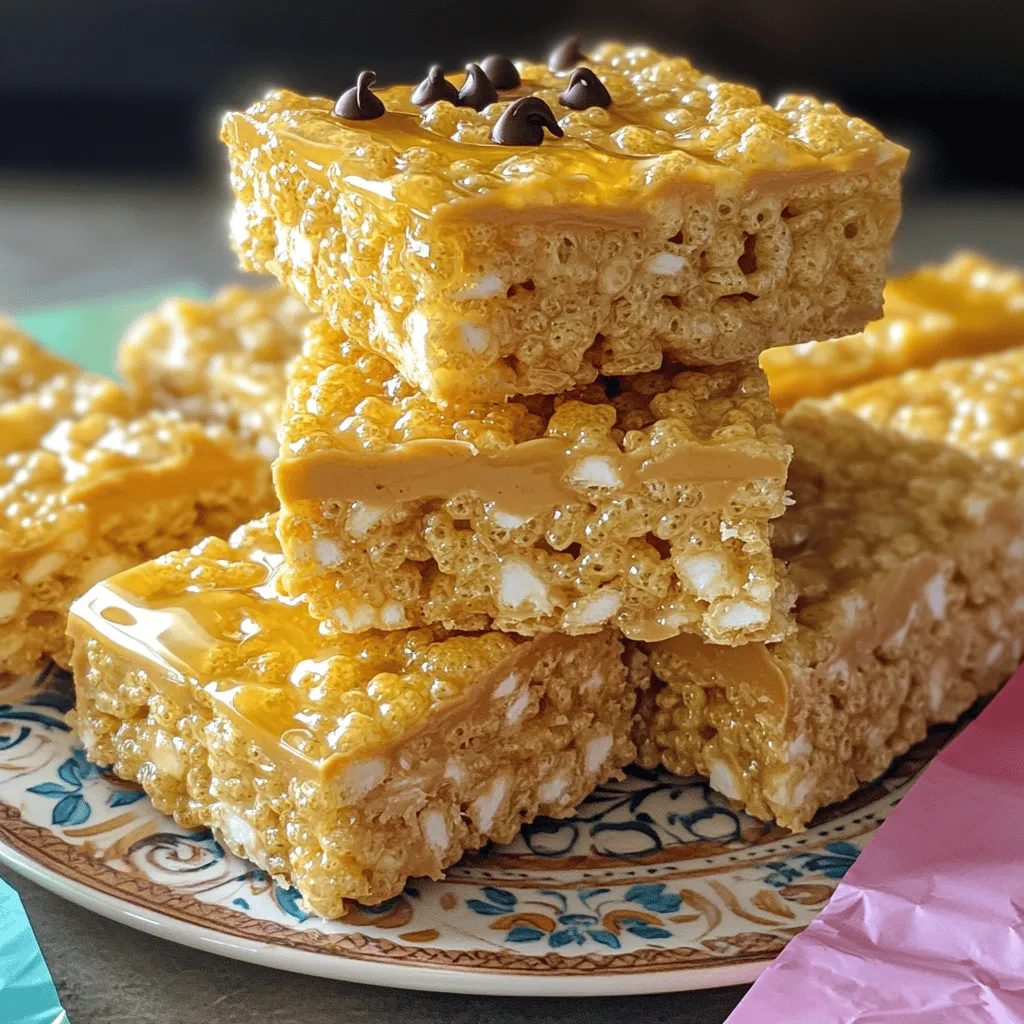 To make no-bake peanut butter rice krispie treats, you only need a few simple ingredients. Each one plays a key role in creating the perfect balance of flavor and texture. Here’s what you will need: - 3 cups Rice Krispies cereal - 1 cup creamy peanut butter - 1/2 cup honey or maple syrup - 1/2 cup powdered sugar - 1 teaspoon vanilla extract - 1/4 cup mini chocolate chips (optional) - A pinch of salt These ingredients work together to create a sweet, crunchy, and chewy treat. Rice Krispies give the bars their crunch, while the peanut butter adds richness. Honey or maple syrup acts as a natural sweetener, and powdered sugar helps bind everything. The vanilla extract adds a warm flavor, and a pinch of salt enhances all the tastes. If you like chocolate, the mini chocolate chips add a fun twist! Each ingredient is easy to find and makes this recipe simple and fun. 1. Combining the peanut butter and honey: Start by grabbing a large mixing bowl. Add 1 cup of creamy peanut butter and 1/2 cup of honey (or maple syrup) to the bowl. Microwave this mixture for about 30 seconds to 1 minute. This makes it warm and easy to mix. Stir it until smooth. 2. Mixing in the remaining ingredients: Next, add 1/2 cup of powdered sugar, 1 teaspoon of vanilla extract, and a pinch of salt to your bowl. Use a spatula to mix everything together. The mixture will be thick, but that’s okay. 3. Folding in Rice Krispies and chocolate chips: Now it's time for the fun part! Slowly fold in 3 cups of Rice Krispies cereal. Make sure every piece is coated with the peanut butter mix. If you want extra sweetness, fold in 1/4 cup of mini chocolate chips. 1. Lining the baking pan: Take an 8x8-inch square baking pan. Line it with parchment paper. Leave some paper hanging over the sides. This helps you lift the treats out later. 2. Pressing the mixture into the pan: Pour the mixture into your lined pan. Use a spatula or your hands to press it down firmly. Make sure it’s even and packed tightly. This keeps the treats together. 1. Refrigeration time and technique: Place the pan in the fridge for at least 1 hour. This helps the bars firm up. 2. Cutting and serving recommendations: Once set, lift the bars from the pan using the parchment paper. Cut them into squares or rectangles. You can stack them on a plate and add more mini chocolate chips on top for a fun look! - Ensuring the mixture is well combined: Mix the peanut butter and honey until smooth. Microwave them for 30 seconds to help. This warmth makes blending easier. After adding powdered sugar, stir well. A good mix means tasty bars. - How to achieve the best texture: Press the mixture firmly into the pan. Use a spatula or your hands for even pressure. This helps the bars hold together. A tight pack stops them from crumbling later. - Adding nuts or seeds: You can mix in chopped nuts or seeds for crunch. Almonds, walnuts, or sunflower seeds work great. This adds flavor and nutrition, making them even better. - Experimenting with different sweeteners: Try using agave syrup instead of honey. Maple syrup also works well. Each sweetener gives a unique taste. Have fun and find your favorite! {{image_2}} You can change the taste of your no-bake peanut butter Rice Krispie treats with some easy swaps. For a different nutty flavor, try using almond butter or cashew butter instead of peanut butter. Each nut butter adds a unique taste. If you want a creamier treat, go for a chocolate hazelnut spread. Adding mix-ins can make your treats more fun. You can fold in dried fruits like raisins, cranberries, or apricots. These add sweetness and chewiness. You can also use seeds like sunflower or pumpkin seeds for extra crunch. Make your treats special by changing their look for holidays. You can tint the peanut butter mixture with food coloring. For Halloween, add orange dye. For Christmas, try red and green. Kids love the colorful treats! You can also make chocolate-covered peanut butter treats. After pressing the mixture into the pan, cut them into squares. Melt some dark or milk chocolate and dip each square. Let them cool on a wire rack. This adds a rich flavor and a nice look. To store leftover treats, use an airtight container. Place parchment paper between layers to avoid sticking. Keep the container in a cool, dry place. If you want to keep them fresh longer, put them in the fridge. This helps maintain their texture and taste. These treats last about a week at room temperature. If stored in the fridge, they stay fresh for about two weeks. Always check for any signs of spoilage before eating. Enjoy your treats while they’re still tasty! Can I freeze no-bake peanut butter rice krispie treats? Yes, you can freeze them. Wrap the treats tightly in plastic wrap. Then, place them in a freezer-safe container. They can last for up to three months in the freezer. To eat, just thaw them in the fridge overnight. How can I make these treats vegan? To make vegan treats, swap honey for maple syrup or agave syrup. Use a vegan chocolate if you add chocolate chips. The rest of the ingredients are already vegan-friendly. What can I substitute for Rice Krispies? If you do not have Rice Krispies, you can use other cereals. Crisped rice, puffed rice, or even cornflakes work well. Just ensure they have a similar crunch. You can also use granola for a chewier texture, but it will change the taste a bit. In this post, we covered how to make tasty no-bake peanut butter Rice Krispie treats. We went through the simple ingredients, the easy steps, and helpful tips. You can customize these treats with various flavors and storage methods. Enjoy making these treats with your favorite twists. They’re quick, fun, and perfect for any occasion!