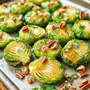 - 1 pound Brussels sprouts, trimmed and halved - 3 tablespoons olive oil - 2 tablespoons pure maple syrup - 1 tablespoon Dijon mustard - 1 teaspoon garlic powder - 1 teaspoon salt - 1/2 teaspoon black pepper - 1/4 cup pecans, chopped (optional) - 2 tablespoons fresh parsley, chopped (for garnish) You can swap the maple syrup for honey or agave syrup if needed. For mustard, use yellow mustard or whole grain mustard. If you have nut allergies, skip the pecans and add seeds like sunflower seeds. Fresh Brussels sprouts taste better than frozen ones. They have a nice crunch and vibrant color. Use fresh sprouts when you can find them in the store. Frozen Brussels sprouts can save time. They work well if you are in a hurry, but the taste may not be as good. First, preheat your oven to 400°F (200°C). This step is key for crispy Brussels sprouts. While the oven heats, get a large mixing bowl. In that bowl, whisk together: - 3 tablespoons olive oil - 2 tablespoons pure maple syrup - 1 tablespoon Dijon mustard - 1 teaspoon garlic powder - 1 teaspoon salt - 1/2 teaspoon black pepper Mix until everything is well combined. This sauce will give your sprouts a sweet and tangy flavor. Now it's time to coat the Brussels sprouts. Take 1 pound of trimmed and halved Brussels sprouts. Add them to your bowl of sauce. Toss them gently. Make sure each sprout is covered well with the sauce. This helps every bite taste great. For even coating, use your hands or a large spoon. You can also shake the bowl lightly. This way, the sauce spreads evenly. Spread the coated Brussels sprouts on a baking sheet. Make sure they are in a single layer. If you want, sprinkle 1/4 cup of chopped pecans on top for extra crunch. Now, roast the sprouts in the oven for 25-30 minutes. Halfway through, stir them to ensure they roast evenly. Look for a nice golden brown color to know they are done. Enjoy the great aroma filling your kitchen! To get the best Brussels sprouts, look for a few signs. They should be golden brown and crisp on the outside. If they are soft or mushy, they are overcooked. The perfect sprout has a nice crunch. Spacing matters on the baking sheet. Make sure the sprouts are in a single layer. Crowding them will trap steam and ruin their crispiness. Give them room to breathe while they roast. To boost the taste, think about adding spices. A pinch of smoked paprika adds a nice kick. You could also try a dash of cayenne pepper for heat. Using vinegar or citrus brightens the dish. A splash of balsamic vinegar adds depth. A squeeze of lemon juice gives a fresh zing. Garnishing with fresh herbs makes your dish pop. Chopped parsley adds color and freshness. You can also use chives or thyme for extra flavor. When serving, think about pairing it with other foods. These Brussels sprouts go well with roasted chicken or fish. They also make a great side for a hearty grain bowl. {{image_2}} You can boost the flavor of your Maple Dijon Roasted Brussels Sprouts by adding proteins. Bacon brings a smoky bite. Simply chop it and mix it in before roasting. If you prefer sausage, choose a flavorful kind. Slice it and add it to the mix. Both options add texture and taste. For a vegetarian choice, try chickpeas or lentils. These provide protein and balance out the dish. You can toss them in with the Brussels sprouts or serve them on the side. Tofu also works well! Just marinate it in the maple Dijon sauce and roast alongside the sprouts. Brussels sprouts shine in the fall and winter. You can mix them with other seasonal veggies too. Carrots, sweet potatoes, or butternut squash add color and flavor. Chop them up and roast with the sprouts for a hearty side. During the holidays, you might want to adapt this dish. Add cranberries for a festive touch. They bring a sweet and tart flavor that pairs well with the maple. Serve this alongside your holiday turkey or ham for a special meal. Think outside the box with your flavor profiles. You can make it spicy! Add a pinch of cayenne pepper or red pepper flakes to the sauce. This creates a nice kick that many will enjoy. You can also experiment with herbs. Fresh rosemary or thyme can enhance the taste. Use them in the sauce or sprinkle them on top before serving. When planning side dishes, consider pairing these sprouts with a grain. Quinoa or brown rice makes a great match. They soak up the flavors and add a great texture. Plus, they make the meal more filling! To keep your Maple Dijon Roasted Brussels Sprouts fresh, store leftovers in a sealed container. Use glass or plastic containers with tight lids. Let the sprouts cool before putting them in the fridge. They will last about three to four days. If you want to keep them longer, freezing is a great option. For the best texture, reheat your Brussels sprouts in the oven. Preheat your oven to 350°F (175°C) and spread them on a baking sheet. Heat for about 10 to 15 minutes. This method helps them stay crispy. You can use a microwave, but they may turn soft. If you choose the microwave, heat in short bursts. To freeze your Maple Dijon Roasted Brussels Sprouts, allow them to cool completely. Spread them on a baking sheet in one layer. Freeze for a couple of hours until firm. Then, transfer them to a freezer bag. Make sure to remove as much air as possible. When you want to eat them, thaw overnight in the fridge. Reheat them in the oven for the best results. Brussels sprouts are small, green vegetables. They belong to the cabbage family. Nutritional benefits of Brussels sprouts: - They are low in calories but high in fiber. - They contain vitamins C and K, which are good for health. - They also have antioxidants that help fight disease. Common misconceptions: Some think Brussels sprouts taste bitter. Proper cooking brings out their natural sweetness. Others believe they are hard to cook. With simple methods, you can make them tasty and fun. Yes, you can prepare the sprouts ahead. This makes cooking easier later on. Tips for meal prepping Maple Dijon Roasted Brussels Sprouts: - Wash and trim the sprouts a day before. - Store them in an airtight container in the fridge. - Mix the sauce and keep it separate until cooking. Best practices to keep them fresh: Keep the sprouts dry to avoid spoilage. Use parchment paper to cover them if needed. You can boost the heat with a few easy tricks. Adding heat with different seasonings: - Use chili powder or cayenne pepper for warmth. - Mix in some garlic or onion powder for extra flavor. Recommended spicy mustard or chili flakes: Try using spicy Dijon mustard instead of regular. Chili flakes can add a nice kick too. This dish pairs well with many main courses. Ideas for pairings with main courses: - Serve with grilled chicken or fish for a light meal. - Pair with quinoa or rice for a vegetarian option. Suggestions for full meal inspiration: Add a simple salad or bread to round out the meal. A tangy sauce can also enhance the flavors. In this post, we explored cooking Maple Dijon Roasted Brussels sprouts. I shared ingredient lists, substitutions, and tips for fresh versus frozen options. You learned steps for preparation, roasting, and how to make them perfect. We also discussed storage, reheating, and variations for different meals. Brussels sprouts are versatile and tasty. Use these tips to make your dish shine. You can impress friends and family with this recipe. Enjoy making your Maple Dijon Roasted Brussels sprouts!