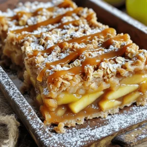 To make the Caramel Apple Oatmeal Crumble Bars, gather these key items: - 2 cups rolled oats - 1 cup all-purpose flour - 1/2 cup brown sugar, packed - 1/2 teaspoon ground cinnamon - 2 medium apples, peeled and diced (preferably Granny Smith) - 1 cup caramel sauce (store-bought or homemade) - 1/2 cup unsalted butter, melted You can enhance your bars with these extras: - 1 tablespoon lemon juice - 1/2 cup chopped walnuts or pecans Here are the specific amounts you need for the recipe: - Rolled oats: 2 cups (about 180 grams) - All-purpose flour: 1 cup (about 125 grams) - Brown sugar: 1/2 cup packed (about 100 grams) - Ground cinnamon: 1/2 teaspoon - Salt: 1/4 teaspoon - Unsalted butter: 1/2 cup melted (about 115 grams) - Apples: 2 medium (about 300 grams total) - Caramel sauce: 1 cup (about 240 milliliters) - Lemon juice (optional): 1 tablespoon - Chopped walnuts or pecans (optional): 1/2 cup (about 60 grams) These ingredients create a sweet and rich flavor balance. The oats and apples blend well, while the caramel adds a delightful touch. 1. First, preheat your oven to 350°F (175°C). This is the right temperature for baking. 2. Next, grease a 9x9-inch baking pan. You can also use parchment paper. This helps with easy removal. 3. In a large bowl, mix together the rolled oats, all-purpose flour, brown sugar, ground cinnamon, and salt. Make sure everything is combined well. 1. Pour in the melted butter. Stir until the mixture looks like coarse crumbs. 2. Take about 2/3 of this crumble mix and press it into the bottom of your pan. Make sure the layer is even. 1. Now, prepare your apples. Peel and dice them into small pieces. Toss these pieces with lemon juice to stop them from browning. 2. Spread the diced apples evenly over the crust layer. 3. Drizzle half of the caramel sauce over the apples. This will coat them nicely. 4. Sprinkle the rest of the crumble mixture over the caramelized apples. Ensure even coverage. 5. Bake in your preheated oven for 25-30 minutes. You want the top to be golden brown and bubbly. 6. When you take it out of the oven, drizzle the remaining caramel sauce over the top while it is warm. 7. Let the bars cool in the pan for at least 20 minutes before cutting them into squares. To get the right crumble, mix oats, flour, brown sugar, and butter well. The mix should look like coarse crumbs. You want some small clumps for a nice texture. Bake for 25 to 30 minutes. Look for a golden brown top. It should bubble slightly to show it’s done. Spices can make a big impact. Try adding nutmeg or ginger for warmth. You can also mix in vanilla extract for extra depth. When serving, consider drizzling more caramel on top. A sprinkle of sea salt can enhance the caramel flavor nicely. These bars are great with a scoop of vanilla ice cream. The cold ice cream melts into the warm bars. You can also serve them with whipped cream for a light touch. For a beautiful look, dust the bars with powdered sugar. This adds a nice contrast to the caramel. {{image_2}} If you need gluten-free options, use gluten-free oats and flour. Many brands offer great choices. For dairy-free alternatives, swap unsalted butter for coconut oil or dairy-free butter. This keeps the bars rich and tasty. You can change the fruit in these bars. Try using ripe pears or mixed berries for a twist. They bring a unique taste and texture. You can also add nuts like almonds or hazelnuts for crunch. For chocolate lovers, sprinkle in some chocolate chips for a sweet surprise. If you want more bars, double the recipe. Use a larger pan, like a 9x13-inch size. For fewer bars, halve the ingredients and bake in a smaller pan. Adjust the baking time as needed. Enjoy these bars however you like! To keep your Caramel Apple Oatmeal Crumble Bars fresh, store them in an airtight container. Place parchment paper between layers to prevent sticking. These bars stay best at room temperature for up to four days. If you want to keep them longer, the fridge works well too. You can freeze these delicious bars for later. Wrap each bar in plastic wrap, then place them in a freezer-safe bag. They can stay in the freezer for up to three months. When you are ready to eat them, let them thaw in the fridge overnight. This helps keep their soft texture. These bars are great for up to four days at room temperature. In the fridge, they last about a week. Look for signs of spoilage like a change in smell or color. If they feel too hard or dry, it's best to toss them out. Enjoy your treats while they’re fresh! Can I use quick oats instead of rolled oats? Yes, you can use quick oats. They will change the texture a bit. Quick oats make the bars softer. Rolled oats give you a chewier bite and a better crumble. How do I prevent the apples from turning brown? Toss the diced apples with lemon juice. This simple step stops oxidation. The juice keeps them fresh and bright for your bars. Can I make this recipe vegan? Yes, you can. Use plant-based butter instead of regular butter. For caramel, pick a vegan option or make your own. What can I substitute for caramel sauce? You can use honey, maple syrup, or even a fruit sauce. Each option gives a unique twist to the flavor. Why is my crumble not crispy? If your crumble is not crispy, it may need more baking time. Make sure you mix the butter in well. Also, check your oven temperature for accuracy. How do I know when the bars are fully baked? The bars are done when the top is golden brown. You can also check for bubbling around the edges. A toothpick should come out clean from the center. This blog post detailed making delicious apple crumble bars. We covered key ingredients, like rolled oats and Granny Smith apples. I shared simple steps to prepare, layer, and bake the bars. With tips for perfect texture and flavor, you're set for success. Remember, you can tweak ingredients for dietary needs or personal taste. Store these treats properly or freeze them for later. Enjoy baking and savoring your apple crumble bars!