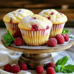 To make lemon raspberry yogurt muffins, you need key ingredients that create a delicious flavor. Here’s what you will need: - 1 cup plain Greek yogurt - 1/2 cup granulated sugar - 1/3 cup vegetable oil - 2 large eggs - 1 tablespoon lemon zest - 2 tablespoons fresh lemon juice - 1 teaspoon vanilla extract - 1 1/2 cups all-purpose flour - 1 teaspoon baking powder - 1/2 teaspoon baking soda - 1/4 teaspoon salt - 1 cup fresh raspberries (or frozen, thawed) Each ingredient adds a layer of flavor and texture. The Greek yogurt keeps the muffins moist and adds protein. Fresh raspberries give a sweet and tart pop. When baking, precise measurements matter. Here’s a quick guide for measuring: - Cups: Use for larger ingredients like flour and yogurt. - Tablespoons: Use for zest, juice, and oil. - Teaspoons: Use for baking powder, baking soda, and salt. Using the right measuring tools helps create the perfect muffin every time. If you want a sweet finish, consider adding a glaze. Here’s what you need: - 1/4 cup powdered sugar (optional) - 1 tablespoon lemon juice (optional) Mix these together for a smooth glaze. Drizzle it over the cooled muffins for extra flavor and a nice look. This step is easy but can make a big difference in presentation. First, set your oven to 375°F (190°C). This heat helps the muffins rise and bake evenly. Next, grab a muffin tin. You can use paper liners or grease each cup with a little oil. This step keeps the muffins from sticking. In a large bowl, combine the plain Greek yogurt, granulated sugar, and vegetable oil. Crack in two large eggs. Add one tablespoon of lemon zest and two tablespoons of fresh lemon juice. Finally, mix in one teaspoon of vanilla extract. Use a whisk to blend everything until it's smooth and creamy. This mix gives the muffins their rich flavor. In another bowl, stir together one and a half cups of all-purpose flour, one teaspoon of baking powder, half a teaspoon of baking soda, and a quarter teaspoon of salt. Once mixed, gently fold the dry ingredients into the wet ingredients using a spatula. Be careful not to overmix; a few lumps are okay. Now, fold in one cup of fresh raspberries. Try to keep them whole for a burst of flavor in each bite. Spoon the batter into your prepared muffin tin. Fill each cup about two-thirds full. This gives the muffins room to rise. Place the tin in the preheated oven. Bake for 18-20 minutes. Check for doneness by inserting a toothpick in the center. If it comes out clean, your muffins are ready. If you want a sweet finish, mix a quarter cup of powdered sugar with one tablespoon of lemon juice in a small bowl. Stir until smooth. Once your muffins are cool, drizzle this glaze on top. It adds a nice touch of sweetness and a beautiful finish. When making lemon raspberry yogurt muffins, a few mistakes can happen. First, avoid overmixing the batter. This can make your muffins tough. Mix just enough to combine the wet and dry ingredients. Second, don't skip the lemon zest. It adds much-needed flavor. Lastly, make sure your ingredients are at room temperature. Cold eggs and yogurt can affect how they mix. To get that perfect muffin texture, focus on the fat and moisture. Greek yogurt adds creaminess and keeps the muffins moist. Use vegetable oil to prevent dryness. Also, don’t fill the muffin cups too high; two-thirds full is best. This allows room for rising. Bake until golden, but check early. Every oven is a bit different, and you want them just right. For serving, I love to use a pretty cake stand. It makes the muffins look special. Dust the tops with powdered sugar for a sweet touch. Add fresh raspberries and a sprig of mint beside the muffins. This adds color and freshness. You can also drizzle the optional glaze on top for extra sweetness and shine. Enjoy these muffins fresh with a cup of tea or coffee! {{image_2}} You can easily change the fruits in these muffins. Try blueberries, blackberries, or chopped strawberries instead of raspberries. If you want a different yogurt, use vanilla or fruit-flavored yogurt for added taste. You can even use dairy-free yogurt if you're lactose intolerant. Adding spices and extracts can boost the flavor. Consider adding a pinch of cinnamon or nutmeg for warmth. You could also mix in a little almond extract for a nutty twist. Lemon zest is a must for brightness, but you can add orange or lime zest for a unique touch. For gluten-free muffins, swap all-purpose flour for a gluten-free blend. Make sure it has xanthan gum for the right texture. If you want to make these muffins vegan, replace eggs with flax eggs (1 tablespoon of flaxseed meal mixed with 2.5 tablespoons of water per egg). Use plant-based yogurt and oil, and your muffins will still taste great! To store leftover muffins, let them cool completely. Place them in an airtight container. You can keep them at room temperature for up to three days. For longer freshness, store them in the fridge for up to a week. Just remember to let them come to room temperature before enjoying. Freezing muffins is a great way to keep them fresh. Wrap each muffin in plastic wrap. Then, put them in a freezer-safe bag or container. They can last for up to three months in the freezer. When you're ready to eat, thaw them in the fridge overnight or at room temperature for a few hours. To reheat muffins, you have a few options. The microwave is quick; heat each muffin for about 15-20 seconds. For a crispier texture, use the oven. Preheat it to 350°F (175°C) and warm the muffins for about 5-10 minutes. Both methods will bring back that fresh-baked taste. Yes, you can use frozen raspberries. Just thaw them first. This helps keep the batter moist. The muffins will taste just as good with frozen fruit. To check if the muffins are done, insert a toothpick into the center. If it comes out clean, they are ready. The tops should look golden brown too. You can use plain regular yogurt or sour cream. Both will keep the muffins moist. You can also try dairy-free yogurt if needed. Absolutely! Just reduce the baking time to about 10-12 minutes. Check them often to avoid overbaking. Mini muffins are perfect for snacks or parties. These muffins last about 2-3 days at room temperature. Store them in an airtight container for best results. You can also freeze them for longer storage. You now have a complete guide for lemon raspberry yogurt muffins. We explored key ingredients, measured them, and provided optional glaze ideas. The step-by-step instructions made baking easy. We shared essential tips to avoid common mistakes and ensure great texture. Variations let you adapt the recipe to your taste. Finally, we covered storage methods and answered frequently asked questions. With this knowledge, you can confidently bake delicious muffins that impress. Enjoy every bite!
