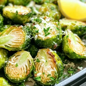 To make Air Fryer Garlic Parmesan Brussels Sprouts, gather these ingredients: - 1 lb Brussels sprouts, trimmed and halved - 3 tablespoons olive oil - 4 cloves garlic, minced - 1/2 cup grated Parmesan cheese - 1 teaspoon onion powder - 1/2 teaspoon Italian seasoning - Salt and pepper to taste - Fresh parsley, chopped (for garnish) If you need substitutes, here are some ideas: - Use avocado oil instead of olive oil for a different flavor. - Try nutritional yeast in place of Parmesan for a vegan option. - Swap garlic cloves with garlic powder if you're short on fresh garlic. - Any other cheese, like Pecorino Romano, can replace Parmesan. When buying Brussels sprouts, look for these signs of freshness: - Choose bright green sprouts without yellow leaves. - The sprouts should feel firm and heavy for their size. - Avoid any that are soft or have browning spots. - If you can, buy them still attached to the stalk for the best quality. Fresh Brussels sprouts make all the difference in this dish. Enjoy the process of selecting them! Preheat your air fryer to 375°F (190°C). This step takes about five minutes. A hot air fryer will help the Brussels sprouts cook evenly and get crispy. Make sure you set it up while you prepare the veggies. Start with one pound of Brussels sprouts. Trim the ends and cut them in half. Place them in a large bowl. Add three tablespoons of olive oil and four minced garlic cloves. Mix in one teaspoon of onion powder and half a teaspoon of Italian seasoning. Sprinkle salt and pepper to taste. Toss everything well. You want each sprout to be nicely coated. Next, add half a cup of grated Parmesan cheese. Toss again to make sure the cheese sticks to the sprouts. This cheese gives them a tasty crunch. Now, it’s time to cook! Place the Brussels sprouts in the air fryer basket. Arrange them in a single layer. This helps the hot air flow around them. Cook for 12 to 15 minutes. Shake the basket halfway through to ensure even cooking. When done, the sprouts should look golden brown and crispy. Carefully take them out of the air fryer. Transfer the sprouts to a serving dish. Garnish with chopped fresh parsley for a pop of color. Enjoy your crispy Air Fryer Garlic Parmesan Brussels Sprouts! To get that perfect crunch, make sure to space the Brussels sprouts in the air fryer basket. If they touch, they won't cook evenly. A single layer works best. Preheat your air fryer to 375°F (190°C) for about 5 minutes. This helps the sprouts start cooking right away, leading to a crispier texture. Shaking the basket halfway through cooking ensures even browning. Garlic and Parmesan are stars, but you can add more flavor. Onion powder and Italian seasoning give an extra kick. Feel free to adjust the salt and pepper to match your taste. If you want a bit of heat, add a pinch of red pepper flakes. Fresh herbs like parsley brighten the dish and add flavor. Toss them in just before serving. Serve these Brussels sprouts warm for the best taste. A sprinkle of extra Parmesan on top adds a nice touch. For a zesty twist, include a lemon wedge on the side. You can pair these sprouts with grilled chicken or fish. They also work well as a side for pasta dishes. Enjoy experimenting and find your favorite way to serve them! {{image_2}} You can mix up the flavor of your Air Fryer Garlic Parmesan Brussels sprouts easily. Try adding a pinch of cayenne for heat. A little smoked paprika gives a nice depth. If you love herbs, fresh thyme or rosemary works well. You can also try lemon zest for a bright twist. Just remember, start with a small amount and taste as you go. While Parmesan is a classic choice, other cheeses can shine here too. Grated Pecorino Romano adds a salty punch. For a creamier texture, try crumbled feta or goat cheese. If you want a nutty flavor, sprinkle some Asiago on top. Each cheese brings its own unique taste to the dish, so feel free to experiment. You can easily add other vegetables to your dish. Carrots or sweet potatoes complement Brussels sprouts well. Cut them into similar sizes for even cooking. Broccoli florets also work nicely and add color. Just make sure to adjust cooking time based on the veggies you choose. This way, you can make a colorful and tasty side dish. To keep your Air Fryer Garlic Parmesan Brussels Sprouts fresh, store them in an airtight container. Let the sprouts cool completely before sealing. This helps avoid moisture buildup that can make them soggy. You can keep them in the fridge for up to 3 days. To reheat, use the air fryer for the best results. Preheat your air fryer to 350°F (175°C). Place the Brussels sprouts in the basket and heat for 5 to 7 minutes. This method helps them regain their crispiness. If you use a microwave, they may become soft and lose their crunch. You can freeze these Brussels sprouts for longer storage. First, let them cool completely. Then, spread them in a single layer on a baking sheet. Freeze for about 1 hour until firm. After that, transfer them to a freezer bag. They can last up to 3 months in the freezer. When ready to eat, reheat them straight from frozen in the air fryer. Yes, you can use frozen Brussels sprouts. They are a handy option when fresh ones aren't available. Just remember to thaw and dry them well before cooking. This helps them crisp up nicely. When cooking, keep an eye on the time. Frozen sprouts may need a few extra minutes. To make this dish vegan, swap out the Parmesan cheese. Use a plant-based cheese or nutritional yeast. Both give a nice cheesy flavor without dairy. You can also add some lemon juice for extra zest. This will keep the dish bright and tasty. Garlic Parmesan Brussels sprouts pair well with many dishes. They complement roasted chicken or fish nicely. You can also serve them with a hearty grain salad. Quinoa or farro work great here. For a vegetarian option, try them with stuffed peppers. The flavors mix well and create a fun meal. In this post, we covered how to make delicious air fryer Brussels sprouts. You learned about key ingredients and substitutions. I shared tips for choosing fresh sprouts and achieving perfect crispiness. You'll find seasoning ideas and serving suggestions to elevate your dish. We also discussed storage tips to keep leftovers fresh. Remember, cooking can be fun and rewarding. With these steps, you can enjoy tasty Brussels sprouts anytime. Now, it’s your turn to try this recipe and impress your friends!