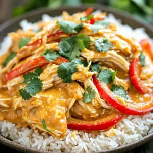 - 2 lbs chicken thighs, boneless and skinless - 1 cup natural peanut butter - 1/4 cup soy sauce or tamari for gluten-free - 1/4 cup honey - 2 tablespoons lime juice - 1 tablespoon ginger, minced - 3 cloves garlic, minced - 1 cup coconut milk - 1/2 teaspoon red pepper flakes The main ingredients make this dish rich and tasty. Chicken thighs are juicy and tender. They absorb flavors well. Peanut butter gives a creamy texture. Soy sauce adds umami, while honey balances the taste. Lime juice brings freshness. Ginger and garlic offer warmth and depth. Coconut milk makes the sauce smooth and rich. Red pepper flakes add just the right kick. - 1 red bell pepper, sliced - 1/4 cup chopped fresh cilantro, for garnish - Cooked jasmine rice, for serving For more flavor, I use red bell pepper. It adds sweetness and color. Fresh cilantro makes a bright garnish. Serve over cooked jasmine rice for a complete meal. Rice soaks up the sauce, making every bite delicious. You can also try other veggies if you like, such as broccoli or snap peas! - Layering the chicken: Start by placing the chicken thighs at the bottom of your slow cooker. This helps the chicken cook evenly and soak up all the flavors from the sauce. - Mixing the peanut sauce: In a medium bowl, whisk together the peanut butter, soy sauce, honey, lime juice, minced ginger, minced garlic, coconut milk, and red pepper flakes. Make sure it is smooth and well mixed. - Cooking times for low and high settings: Cover the slow cooker and cook on low for 6-7 hours. If you are short on time, you can cook it on high for 3-4 hours. Both methods will result in tender chicken. - Checking chicken doneness: To check if the chicken is done, it should shred easily with a fork. If it resists, it may need more time to cook. - Shredding the chicken: Once the chicken is cooked, use two forks to shred it right in the slow cooker. Mix it well with the sauce for great flavor. - Serving suggestions: Serve the Thai peanut chicken over cooked jasmine rice. Don’t forget to add a sprinkle of fresh cilantro on top for a burst of color and flavor. To make this dish even better, adjust the spice levels to your taste. If you like heat, add more red pepper flakes. For a milder dish, cut back on the flakes. Serve this meal with jasmine rice, steamed broccoli, or a fresh salad for a balanced plate. These sides complement the rich peanut sauce well. One common mistake is overcooking the chicken. Too long in the slow cooker can dry it out. Monitor the cooking time closely to keep the chicken tender. Also, use high-quality ingredients. Fresh ginger and good peanut butter boost flavor. Don't settle for less if you want the best taste. This recipe works well for meal prep. You can prepare the chicken and sauce a day ahead. Store them separately in the fridge. On cooking day, just mix and cook. For freezing, let the cooked chicken cool completely. Place it in a freezer-safe bag. It can last up to three months in the freezer. When you're ready, thaw it overnight and reheat. {{image_2}} You can swap chicken thighs for other proteins. Pork or tofu works great too. For pork, use 2 lbs of boneless pork shoulder. For tofu, use firm or extra-firm tofu. Press it first to remove extra water. Cut it into cubes and cook like chicken. If you want a vegetarian or vegan dish, try chickpeas or lentils. Both add protein and texture. Use 1 can of drained chickpeas or 1 cup of cooked lentils. Add them to the sauce mix, just like chicken. They will soak up all the great flavors. You can change the flavor of the sauce with spices. Try adding a pinch of curry powder or a dash of sesame oil for depth. You can even add a tablespoon of sriracha for heat. To customize sweetness, adjust the honey in the recipe. Use less honey for a less sweet dish. You can also use maple syrup or agave syrup instead. Both give a nice flavor and work well in the sauce. You can serve this dish with different grains. While jasmine rice is great, try brown rice or quinoa for a nutty flavor. You can also use cauliflower rice for a low-carb option. Get creative with your presentation! Serve the Thai peanut chicken in lettuce wraps for a fun twist. You can also top it with extra chopped cilantro or crushed peanuts for crunch. Enjoy experimenting with your own ideas! First, let your Thai peanut chicken cool to room temperature. Place it in an airtight container. Store it in the fridge for up to four days. If you want to keep it longer, consider freezing it. Portion it out in freezer-safe bags or containers. This way, you can enjoy it later. When you are ready to eat, reheating is simple. Use the microwave for quick warming. Heat it on medium power in short bursts. Stir it often to keep it even. You can also use a stovetop. Just heat it in a pan over low heat. Add a splash of water or coconut milk to keep it juicy. In the fridge, your Thai peanut chicken lasts about four days. If you freeze it, it will keep for three months. Always check for signs of spoilage. Look for off smells, color changes, or a slimy texture. If you notice any of these, it’s best to toss it. Always trust your senses when it comes to food safety. You can use chicken breasts instead of thighs. Breasts cook faster and stay juicy. If you prefer, try tofu or tempeh for a vegetarian option. These substitutes work well with the sauce and keep the flavor strong. Yes, you can use crunchy peanut butter! It adds texture and a nice crunch. Just remember, it might change the smoothness of the sauce. If you like a little bite, go for it! To add heat, increase the red pepper flakes. Start with an extra half teaspoon. You can also add sliced fresh chili or a dash of hot sauce. Taste as you go to find your perfect spice level. You can! This recipe works well in an Instant Pot. Use the sauté function for the sauce, then cook on high pressure for about 15 minutes. Adjust cooking time based on your appliance's instructions. Yes, it is safe to leave the slow cooker on overnight. Just be sure your cooker is in good condition and set to low. This way, your meal will be ready when you wake up. Always check the food temperature before serving. This recipe is full of great flavors and easy to follow. You learned about main ingredients, like chicken thighs and peanut butter. You now know how to prepare the slow cooker and avoid common mistakes. Remember to customize the dish with your favorite spices and vegetables. This meal is perfect for meal prep too. Finally, proper storage will help keep leftovers fresh. Enjoy cooking this delicious dish and make it your own!