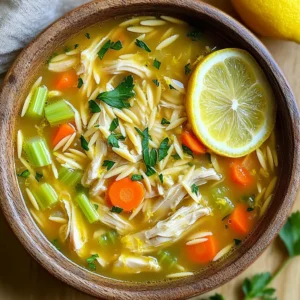 To make a warm pot of Greek Lemon Chicken Soup, you need some key ingredients: - 1 tablespoon olive oil - 1 medium onion, diced - 2 cloves garlic, minced - 3 medium carrots, sliced - 2 celery stalks, diced These ingredients form the base of your soup. The olive oil adds richness, while the onion and garlic provide a fragrant start. Carrots and celery add sweetness and crunch. Next, you'll need some seasonings to bring out the flavors: - 1/2 teaspoon dried oregano - 1/4 teaspoon ground black pepper - Salt to taste - Fresh parsley for garnish Dried oregano adds a classic Greek flavor. Black pepper gives a little kick. Salt is essential to enhance all the tastes, and parsley brightens the soup when added at the end. For that authentic taste, gather these special ingredients: - 6 cups chicken broth - 1 pound boneless, skinless chicken breasts - 1 cup orzo pasta (or rice, if preferred) - Juice of 2 lemons - Zest of 1 lemon - 2 large eggs Chicken broth serves as the soup's heart. The chicken breasts provide protein, and orzo pasta makes it filling. Lemon juice and zest add a fresh zing, while eggs help create a rich, creamy texture. First, I heat olive oil in a large pot over medium heat. I add the diced onion and sauté it until it’s soft and clear, which takes about 5 minutes. Next, I throw in the minced garlic, sliced carrots, diced celery, dried oregano, and black pepper. I cook this mix for another 5 minutes, stirring often to keep everything from sticking. Now, I pour in the chicken broth and bring it all to a boil. Once it bubbles, I add the chicken breasts to the pot. I lower the heat and let the chicken simmer for about 20 minutes, until it's cooked through. While the chicken cooks, I prepare the orzo. I add the orzo pasta to the broth and cook it according to the package instructions. When the chicken is done, I take it out and let it cool for a bit. Then, I shred the chicken using two forks and return it to the pot once the orzo is ready. In a small bowl, I whisk together the eggs, lemon juice, and lemon zest until smooth. To avoid curdling, I ladle some hot broth into the egg mixture, whisking all the while. I then stir this egg mix back into the soup. I taste the soup and add salt if needed. Finally, I take the pot off the heat and let the soup sit for a few minutes to blend the flavors. - Adjusting seasoning with salt: Start with a small pinch of salt. Taste the soup as it cooks. You can add more salt to enhance the flavors. Be careful not to add too much at once. Too much salt can ruin the dish. - Balancing lemon acidity: The lemon juice provides a bright flavor. If it’s too tart, add a pinch of sugar. This will help balance the acidity. Taste as you go to find the right mix. - Tips for shredding chicken efficiently: Use two forks to pull apart the chicken. This method works fast. Shred the chicken while it’s warm for easier handling. Make sure to shred it into bite-sized pieces. - How to avoid curdling in the egg mixture: To prevent curdling, whisk in hot broth slowly. This process is called tempering. It warms the eggs without cooking them. Stir constantly to keep the mixture smooth. - Presentation tips for garnishing: Serve the soup in warm bowls. Add fresh parsley on top for color. A slice of lemon on the side adds a nice touch. It also gives a fresh scent when served. - Ideal accompaniments for the soup: Pair the soup with crusty bread. A slice of warm pita is also great. You can serve a simple salad on the side for a complete meal. {{image_2}} You can change a few ingredients in the Greek Lemon Chicken Soup. Using chicken thighs instead of breasts adds richness. Thighs are more tender and juicy. They can boost the flavor of the soup. You can also swap the orzo for quinoa or barley. Quinoa is a great gluten-free option. Barley offers a hearty texture and nutty taste. Both will give the soup a new twist. If you want a vegetarian version, simply swap chicken broth for vegetable broth. This change keeps the soup flavorful while making it meat-free. You can also add more veggies for a thicker soup. Think about adding diced zucchini, bell peppers, or even mushrooms. These additions make the soup hearty and colorful. For those who enjoy a kick, adding red pepper flakes can spice things up. Just sprinkle in a little at a time to control the heat. You can also toss in some greens like spinach or kale. They add nutrition and vibrant color to your soup. Plus, they cook down quickly, making them an easy addition. To keep your Greek lemon chicken soup fresh, use airtight containers. Glass or BPA-free plastic containers work well. The soup lasts about three to four days in the fridge. Be sure to cool it down first before sealing. When reheating, use the stove or microwave. The stove helps keep the texture smooth. If using the microwave, heat in short bursts. Stir in between to help it heat evenly. After refrigeration, you may need to add broth to adjust the soup's consistency. This keeps it from being too thick. You can freeze portions of the soup for later use. Use freezer-safe containers or bags. Label them with the date for easy tracking. When you’re ready to eat, thaw it in the fridge overnight. Reheat on the stove or microwave. Add a splash of broth if needed to restore its creamy texture. You can enjoy many sides with Greek lemon chicken soup. Here are some good options: - Salad: A simple green salad adds freshness. - Roasted Vegetables: Carrots and zucchini pair well. - Rice Pilaf: Fluffy rice pilaf can complement the soup's flavors. For bread, I recommend: - Crusty Bread: A nice baguette is perfect for dipping. - Pita Bread: This adds a nice touch with a Greek flair. - Flatbread: Soft flatbreads can soak up the broth. Yes, you can make this soup ahead of time. Here are some tips for meal prep: - Cook and Store: Prepare the soup and let it cool. Store it in airtight containers. - Chill Quickly: Place the soup in the fridge after it cools to room temperature. For reheating, follow this advice: - Stovetop Method: Gently heat the soup in a pot over low heat. - Microwave: Use a microwave-safe container and heat in short bursts. To make this soup gluten-free, consider these options: - Orzo Alternatives: Use rice or gluten-free pasta instead of orzo. - Check Ingredients: Ensure the chicken broth is gluten-free. Other modifications can include: - More Veggies: Add in more carrots or spinach for extra nutrients. - Protein Options: Try using turkey instead of chicken for a twist. Greek Lemon Chicken Soup brings warmth and flavor to any meal. We explored the essential ingredients like olive oil, chicken broth, and fresh lemon, which add depth. I shared step-by-step cooking methods, plus tips to perfect your dish. You learned about variations to suit your taste and storage tips for leftovers. Enjoy the satisfying taste of this soup, whether you make it just for you or to share. Try these ideas, and your kitchen will smell amazing as you create this comforting dish.