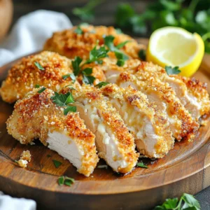 To make Air Fryer Parmesan Crusted Chicken Breast, you will need the following ingredients: - 2 large chicken breasts - 1 cup grated Parmesan cheese - 1 cup breadcrumbs (preferably panko for extra crunch) - 1 teaspoon garlic powder - 1 teaspoon onion powder - 1 teaspoon Italian seasoning - 1/2 teaspoon paprika - 1/2 teaspoon salt - 1/4 teaspoon black pepper - 2 large eggs - 2 tablespoons olive oil These ingredients combine to create a flavorful and crispy dish. Using panko breadcrumbs gives a nice crunch, while Parmesan adds rich flavor. The seasonings elevate the taste, making each bite enjoyable. To start, dry the chicken breasts with paper towels. This helps the breading stick. If your chicken breasts are thick, slice them in half horizontally. This ensures even cooking. Next, season both sides with salt and black pepper. This adds flavor to the meat. Now, let’s make the breading station. In a shallow bowl, whisk two large eggs until smooth. In another bowl, combine the grated Parmesan cheese, breadcrumbs, garlic powder, onion powder, Italian seasoning, paprika, salt, and pepper. This mixture will give your chicken a nice crunch and flavor. For breading, dip each chicken breast into the egg mixture first. Let any excess egg drip off. After that, coat the chicken in the breadcrumb mixture. Press lightly so the crumbs stick well. Make sure each piece is fully covered. This helps create a great crust. Next, preheat your air fryer to 380°F (193°C). This should take about five minutes. While it heats, lightly spray the air fryer basket with cooking spray or brush it with olive oil. Place the breaded chicken breasts in a single layer in the basket. Avoid overcrowding; cook in batches if needed. Spray the tops with a bit more olive oil for extra crispiness. Cook the chicken for 12-15 minutes at 380°F (193°C). Flip the chicken halfway through for even cooking. The cheese should look golden, and the internal temperature should reach 165°F (75°C). Once done, remove the chicken and let it rest for 3-5 minutes. This helps keep the juices in. Slice the chicken and arrange on a platter. Garnish with fresh parsley and serve with a squeeze of lemon. Enjoy! To get that perfect crisp, oil is key. A light spray or brush of olive oil makes a big difference. It helps the Parmesan and breadcrumbs get golden and crunchy. Adjust cooking times based on the thickness of the chicken. Thicker pieces need a bit more time. Keep an eye on them to avoid overcooking. Add more flavor by mixing in extra seasonings. You can try cayenne for heat or lemon zest for brightness. These small changes make a big impact. For dips or sauces, classic options like ranch or marinara work great. A zesty honey mustard also pairs well with the chicken. Enjoy experimenting with flavors! {{image_2}} You can use chicken thighs instead of breasts. Thighs have more fat, giving a juicier bite. They also cook a little longer, so keep an eye on them. For cheese, try mozzarella or cheddar. Both add a different flavor profile and melt beautifully. For a gluten-free diet, use gluten-free breadcrumbs. They work just as well and keep the crunch. You can also use crushed nuts or ground oats for the breading. These options offer a unique twist and add depth to your dish. Pair your chicken with fresh salads or roasted veggies. A light side of mixed greens complements the richness of the chicken. You can also serve it with a tangy dipping sauce like marinara or a creamy ranch. These sauces add flavor and enhance your meal experience. To keep your Air Fryer Parmesan Crusted Chicken fresh, follow these tips: - Refrigeration: After cooling, place the chicken in an airtight container. Store in the fridge for up to 3 days. - Freezing: For longer storage, wrap the chicken tightly in plastic wrap or foil. Then, place it in a freezer-safe bag. This method helps avoid freezer burn. You can freeze it for up to 3 months. When you want to enjoy leftovers, proper reheating is key. Here are my favorite methods: - Oven Method: Preheat the oven to 375°F (190°C). Place the chicken on a baking sheet and cover it with foil. Heat for about 15-20 minutes. This keeps the chicken moist. - Air Fryer Method: Set your air fryer to 350°F (175°C). Reheat for about 5-7 minutes. This method helps maintain the crispiness of the crust. Avoid using the microwave, as it can make the chicken soggy. These methods help keep your chicken delicious for a second round! Cook the chicken at 380°F for 12 to 15 minutes. Flip it halfway for even cooking. Check that the internal temperature hits 165°F to ensure it's safe to eat. It is best to use thawed chicken breasts. Frozen chicken may not cook evenly and can result in a soggy coating. If you must use frozen, increase the cooking time and check for doneness. Great sauces include marinara, ranch, or garlic aioli. A squeeze of lemon adds zest too. Feel free to get creative with your favorite sauces! Yes, you can prepare the breading in advance. Store it in an airtight container in the fridge for up to two days. This saves time on a busy night. Preheating is recommended. It helps the chicken cook evenly and gives you a nice, crispy crust. Just five minutes at 380°F will do the trick. This blog post guides you through making delicious air-fried chicken. You learned about essential ingredients, preparation methods, and cooking steps. I shared tips for perfect crispiness and flavor boosts. You also found variations for different tastes, gluten-free options, and storage practices. Now, you can create a tasty meal with ease. Enjoy experimenting in your kitchen, and serve it with your favorite sides! Your air-fried chicken will impress everyone.