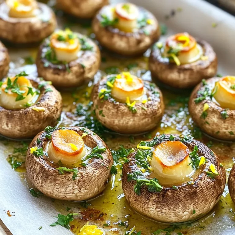 Here’s what you need for garlic butter roasted mushrooms. Each item plays a key role in flavor and texture. - 500g baby bella mushrooms, cleaned and stems trimmed - 4 tablespoons unsalted butter - 4 cloves garlic, minced - 1 teaspoon fresh thyme leaves - 1 teaspoon fresh parsley, chopped - Salt and pepper, to taste - Zest of 1 lemon These ingredients create a tasty, savory dish. Baby bella mushrooms have a rich, earthy flavor. The garlic adds a warm aroma that fills your kitchen. Butter gives a creamy texture, while fresh herbs bring brightness. Lemon zest lifts the dish, making it fresh and vibrant. When you gather these ingredients, make sure they are fresh. Fresh herbs and mushrooms give the best taste. Sourcing local produce can also support your community. Enjoy the process of selecting your ingredients; it’s part of the fun! - Set your oven temperature to 400°F (200°C). - Line a baking sheet with parchment paper. This helps with easy cleanup. - In a small saucepan, melt the butter over medium heat. - Add the minced garlic and sauté for about 1 minute. You want it fragrant, not brown. - Remove the saucepan from the heat. - Stir in fresh thyme, parsley, lemon zest, salt, and pepper. - Place the cleaned baby bella mushrooms in a large bowl. - Pour the garlic butter mixture over the mushrooms. - Toss gently until the mushrooms are well coated. - Spread the coated mushrooms on the prepared baking sheet in a single layer. - Roast in the preheated oven for 15-20 minutes. - Stir halfway through to ensure even cooking. - Look for tender, caramelized mushrooms when done. To make your garlic butter roasted mushrooms shine, try using different herbs. Instead of thyme, you can use rosemary or oregano. Both add a unique twist to the dish. Fresh herbs give a brighter taste, but dried ones work too. Just remember to use less dried herbs since they are stronger. You can also experiment with various types of mushrooms. Baby bella mushrooms are great, but try shiitake or cremini for a deeper flavor. Each type brings its own character to the dish. If you want something different, go for oyster mushrooms. Their texture and taste will surprise you. Getting that perfect caramelization on your mushrooms takes some care. Make sure to space the mushrooms out on the baking sheet. If they are too close, they will steam instead of roast. Stir them halfway through cooking to ensure even browning. The roasting time depends on the size of your mushrooms. Smaller mushrooms need about 15 minutes. Larger ones might take 20 or even 25 minutes. Keep an eye on them. When they are tender and golden, they are ready to enjoy. {{image_2}} You can easily make this dish vegan. Just swap the butter for a plant-based option. Try using coconut oil or a vegan butter. They will give you a nice flavor. You can also add a bit of nutritional yeast for a cheesy taste. This keeps the dish creamy without dairy. Want to turn this side dish into a full meal? Add some protein! Chicken or shrimp work great. Just cut the chicken into small pieces or use peeled shrimp. Toss them with the mushrooms in the garlic butter. Make sure to adjust the cooking time. Chicken needs to cook through, while shrimp takes less time. If you like heat, add some chili flakes or fresh jalapeños. This will give the mushrooms a nice kick. You can also try different spices. Paprika or cumin can add a warm flavor. Experiment with what you love. Adjust the spices to fit your taste. To store leftovers, let the mushrooms cool completely. Place them in an airtight container. Keep the container in the fridge. They will stay fresh for up to three days. If you want to keep them longer, consider freezing. To reheat, use the oven for best results. Preheat your oven to 350°F (175°C). Spread the mushrooms on a baking sheet. Heat for about 10 minutes until warm. You can also use a microwave. Place the mushrooms in a microwave-safe dish. Heat on medium for 1-2 minutes. Stir halfway through to ensure even warming. Yes, you can use many types of mushrooms. Baby bella mushrooms add a rich flavor. Try cremini, shiitake, or portobello for varied tastes. Each type brings its own unique texture and flavor. Experiment with a mix to find your favorite. Look for a golden-brown color and a tender texture. Mushrooms should feel soft, but not mushy. If they release juices and shrink, they are close to done. Stir halfway through roasting for even cooking. This helps them cook well and caramelize nicely. Yes, you can prepare mushrooms in advance. Toss them in the garlic butter mixture and store in the fridge. When ready, simply roast them. Reheating is easy; add them back to the oven or microwave. Enjoy the same great taste even after a day! Roasting baby bella mushrooms is easy and delicious. You learned to prepare them with garlic butter and fresh herbs. I shared tips to enhance the flavor and included variations for different diets. Proper storage and reheating will keep your mushrooms tasty. Enjoy experimenting with this simple dish. You can make it your own by trying different mushrooms or spices. Happy cooking!