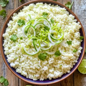 To make Coconut Lime Cauliflower Rice, you'll need these simple ingredients: - Grated cauliflower - Coconut milk - Lime juice and zest - Coconut oil - Green onions - Salt and pepper - Fresh cilantro for garnish Each ingredient plays a key role in the dish. Grated cauliflower gives the rice a light and fluffy texture. Coconut milk adds a rich and creamy flavor. Lime juice and zest provide a bright and fresh taste. Coconut oil helps to sauté the cauliflower and enhances the coconut flavor. Green onions add a hint of sharpness. Salt and pepper balance the flavors perfectly. Finally, fresh cilantro gives a pop of color and freshness as a garnish. Using these ingredients, you create a delicious and easy side dish. It pairs well with many main courses. Plus, it’s a fun way to enjoy cauliflower! To start, you need to prep the cauliflower. First, remove the leaves and stem. Then, you can grate the cauliflower. You have two options here: use a box grater or a food processor. - Box Grater: This method gives you control. You can make the rice-sized pieces easily. Just run the cauliflower against the grater. - Food Processor: This saves time. Cut the cauliflower into chunks and pulse until it looks like rice. Both methods work well, but the food processor is faster. Next, heat a tablespoon of coconut oil in a large skillet. Set the heat to medium. Let the oil melt completely. Once hot, add the grated cauliflower to the pan. Sauté it for about five minutes. Stir occasionally. You want the cauliflower to soften a little but still have some crunch. This keeps it from becoming mushy. Now, it’s time to add some flavor. Pour one cup of coconut milk into the skillet. Stir it well with the cauliflower rice. Let it simmer gently for three to four minutes. This heats everything through and makes the cauliflower tender. After that, add one tablespoon of lime juice and the zest of one lime. Season with salt and pepper to taste. Finally, fold in the sliced green onions. Mix it all well. This step really brings all the flavors together. To get the best texture, avoid overcooking the cauliflower. Cook it for about 5 minutes when sautéing. This keeps the rice slightly crunchy. After adding the coconut milk, let it simmer for 3 to 4 more minutes. The cauliflower should feel tender but not mushy. You can add extra spices to boost flavor. Consider using garlic powder or ginger for warmth. Fresh herbs like basil or mint also work well. A pinch of red pepper flakes adds a nice kick if you like spice. If you're dairy-free, this recipe is already great. You can swap coconut milk with almond milk for a lighter version. For a nut-free option, use vegetable broth instead. If you're watching carbs, reduce the amount of cauliflower or add more veggies like bell peppers. {{image_2}} You can easily change up the coconut lime cauliflower rice. One fun way is to make a pilaf. To do this, add nuts or dried fruits. Nuts like cashews or almonds give a nice crunch. Dried fruits like raisins or cranberries add sweetness. This combination makes the dish richer and more satisfying. You can also mix in some herbs for freshness. If you like heat, try spicy coconut lime cauliflower rice. Just add chili or jalapeños while cooking. Start with small amounts to control the spice level. You can always add more! The heat balances well with the creamy coconut. It makes for a vibrant side dish that wakes up your taste buds. Serve it with grilled meats or fish for a great meal. This dish is already vegan and gluten-free, but you can look for special products. Make sure your coconut milk is free from additives. Check for gluten in any packaged items. This way, you can enjoy a safe and tasty meal. Feel free to swap in your favorite veggies too. As long as they meet your diet needs, they can make it even better. To keep your coconut lime cauliflower rice fresh, place it in an airtight container. Make sure the rice cools to room temperature first. Store it in the fridge for up to three days. If you want to enjoy it later, avoid leaving it out for too long. This helps keep it safe to eat. You can freeze coconut lime cauliflower rice for up to three months. To freeze, let it cool completely. Then, place it in a freezer-safe bag or container. Remove as much air as possible before sealing. To reheat, thaw it in the fridge overnight. Heat it in a skillet over medium heat until warm. Add a splash of coconut milk if needed to revive the creamy texture. In the fridge, your coconut lime cauliflower rice lasts about three days. In the freezer, it will stay good for about three months. Always check for any off smells or changes in color before eating leftovers. This ensures you enjoy it at its best. You can serve Coconut Lime Cauliflower Rice with many dishes. It pairs well with grilled chicken, shrimp, or fish. Try it with stir-fried veggies or a fresh salad. It’s also tasty alongside curries or tacos. The creamy coconut and tangy lime enhance any meal. Yes, you can use frozen cauliflower. It saves time and is easy to find. Just make sure to thaw it first. Drain any excess water before cooking. This keeps your dish from getting too watery. Frozen cauliflower may cook faster, so watch it closely. To reheat, use a skillet on low heat. Add a splash of coconut milk to keep it creamy. Stir often to heat evenly. You can also use a microwave. Just cover it and heat in short bursts, stirring in between. Enjoy it warm for the best flavor. This blog post covered how to make Coconut Lime Cauliflower Rice. We explored the ingredients, techniques, and tips to help you succeed. I shared variations to suit different tastes and dietary needs. Lastly, we discussed storage options to keep your dish fresh. Embrace the flavors and make this dish your own. Enjoy experimenting with the simple steps and make meals more delicious!