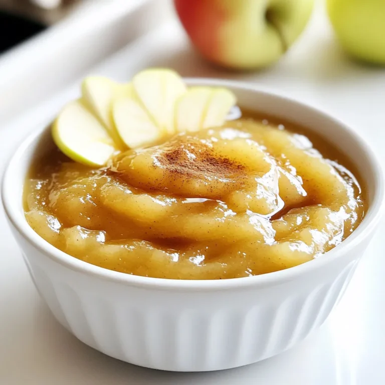 To make Cinnamon Maple Applesauce, you will need: - 6 medium-sized apples (like Granny Smith or Honeycrisp), peeled, cored, and chopped - 1/4 cup pure maple syrup - 1 teaspoon ground cinnamon - 1/4 teaspoon nutmeg (optional) - 1 tablespoon lemon juice - 1/2 cup water - A pinch of salt This recipe is simple and allows for some tweaks. You can use 5 or 7 apples based on what you have. If you want a sweeter sauce, increase the maple syrup by a tablespoon. For a spicier flavor, add more cinnamon or nutmeg. You can also use brown sugar instead of maple syrup if you prefer that taste. Just keep in mind that it will change the flavor profile a bit. When selecting apples, aim for a mix of sweet and tart varieties. Granny Smith gives a nice tartness, while Honeycrisp adds sweetness and crunch. If you pick softer apples like McIntosh, your applesauce will be smoother. Always look for apples that are firm and free from bruises. The fresher the apples, the better your sauce will taste. To start, you need to prepare your apples. Take six medium-sized apples, like Granny Smith or Honeycrisp. Peel the apples, then core and chop them into small pieces. This helps them cook evenly. If you want a smooth applesauce, smaller pieces work best. Next, you will combine all the ingredients in the slow cooker. Add the chopped apples to the pot. Pour in 1/4 cup of pure maple syrup for sweetness. Add 1 teaspoon of ground cinnamon for flavor. If you like, sprinkle in 1/4 teaspoon of nutmeg. Then, add 1 tablespoon of lemon juice, 1/2 cup of water, and a pinch of salt. Stir everything well to coat the apples evenly with the syrup and spices. Now comes the fun part: cooking! Cover the slow cooker with its lid. Set the heat to low and let it cook for 4 to 5 hours. Check the apples after 4 hours. They should be tender and breaking apart. Once done, use a potato masher or a fork to mash the apples to your liking. You can make it smooth or leave it chunky. Taste your applesauce and adjust the sweetness or spice if needed. Enjoy your delicious creation! You can change the sweetness to match your taste. If you like it sweeter, add more maple syrup. Start with a tablespoon at a time. For a less sweet sauce, use less syrup. You can also adjust the texture. Some prefer smooth applesauce, while others like it chunky. Mash the apples to your liking after cooking. A potato masher works great for this. The best time to cook this applesauce is between 4 to 5 hours on low heat. This lets the apples break down and blend well. If you want a softer texture, cook it for the full 5 hours. If your apples are tender but not mushy, you can stop at 4 hours. Always check for tenderness before mashing. Serve your applesauce warm for the best taste. A drizzle of maple syrup on top adds a nice shine. You can also sprinkle a little cinnamon for extra flavor. If you want to make it fancy, add some apple slices on the side. This makes it look great on any table and will impress your guests. {{image_2}} You can easily change the flavor of your applesauce. Try adding more spices like ginger or cloves. A little vanilla extract can also add a nice touch. If you like it sweeter, add more maple syrup or some brown sugar. You can even use honey as a sweetener. You don’t have to use a slow cooker. For stovetop cooking, use a large pot. Combine the same ingredients and cook on medium heat. Stir it often and let it simmer for about 20-30 minutes. If you want to use an Instant Pot, add the ingredients and cook on high pressure for 5 minutes. Quick and easy! Cinnamon maple applesauce works well with many meals. Serve it with pancakes or waffles for breakfast. You can also pair it with pork chops or turkey at dinner. It makes a great snack on its own or with yogurt. Think of it as a tasty side for any meal! To store leftover applesauce, let it cool to room temperature. Then, transfer it to an airtight container. Make sure to seal it tightly to keep it fresh. Place the container in the fridge. It will stay good for about one week. If you want to save applesauce for later, freezing is a great option. Pour the cooled applesauce into freezer-safe bags or containers. Leave some space at the top since it will expand when frozen. Label the bags with the date. The applesauce can last about six months in the freezer. When you're ready to enjoy your applesauce again, take it out of the fridge or freezer. If frozen, let it thaw in the fridge overnight. To reheat, pour the applesauce into a saucepan over low heat. Stir often until warmed through. You can also microwave it in a bowl. Heat in short bursts, stirring in between. Enjoy it warm for the best flavor! Yes, you can use many apple types. I recommend Granny Smith or Honeycrisp. These apples give a nice balance of sweet and tart. You can also try Fuji or Gala apples for a sweeter taste. Each type adds its own flavor, so experiment to find your favorite. Homemade applesauce can last about a week in the fridge. Store it in an airtight container to keep it fresh. If you want it to last longer, you can freeze it. Frozen applesauce stays good for up to six months. Just remember to leave some space in the container, as it expands when frozen. Yes, you can make applesauce without maple syrup. Use honey or agave syrup instead. You can also skip the sweetener if you prefer a more natural taste. Just add a little more lemon juice to balance the flavors. This blog covered how to make delicious applesauce. We listed ingredients, variations, and tips. You learned how to prepare apples, measure ingredients, and cook them perfectly. Plus, we went over great serving ideas and storage tricks. Remember, you can customize your applesauce to fit your taste. Whether you want it sweet or spiced, options are endless. Enjoy making your own applesauce that brings joy to your meals.