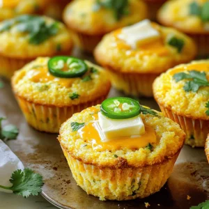 - 1 cup cornmeal - 1 cup all-purpose flour - 1 tablespoon baking powder - 1/2 teaspoon salt - 1/2 teaspoon baking soda In this recipe, cornmeal and flour create a great base. The baking powder helps the muffins rise. Salt and baking soda balance the flavors and enhance taste. - 1 cup buttermilk - 2 large eggs - 1/4 cup vegetable oil - 1/4 cup honey (optional) Buttermilk adds moisture and tang. Eggs bind the mixture and give structure. Vegetable oil keeps the muffins soft, while honey adds a hint of sweetness, if you like. - 1 cup sharp cheddar cheese, shredded - 2-3 fresh jalapeños, finely chopped (seeds removed for less heat) Cheddar cheese gives a rich, savory taste. Jalapeños add spice and depth. Removing the seeds makes them milder. You can control the heat level to fit your taste. 1. First, preheat your oven to 400°F (200°C). It’s important to get the heat right. 2. Next, grease your muffin tin or line it with paper liners. This keeps the muffins from sticking. 1. In a large bowl, combine 1 cup of cornmeal, 1 cup of all-purpose flour, 1 tablespoon of baking powder, 1/2 teaspoon of salt, and 1/2 teaspoon of baking soda. 2. Whisk these dry ingredients well. This helps mix all the flavors evenly. 1. In another bowl, beat together 1 cup of buttermilk, 2 large eggs, and 1/4 cup of vegetable oil. 2. If you want a touch of sweetness, add 1/4 cup of honey. Mix well until smooth. 1. Pour the wet mixture into the dry ingredients. Stir gently until just combined. Be careful not to overmix; this helps keep the muffins fluffy. 2. Now fold in 1 cup of shredded sharp cheddar cheese and 2-3 finely chopped jalapeños. Make sure they are evenly spread in the batter. 1. Divide the batter among the muffin cups. Fill each about two-thirds full for the best rise. 2. Bake in your preheated oven for 15-20 minutes. Check for doneness by inserting a toothpick; it should come out clean. 1. Once baked, let the muffins cool in the pan for 5 minutes. This makes them easier to remove. 2. After that, transfer them to a wire rack to cool completely. Enjoy them warm, maybe with some butter on top! To get the right texture in your cornbread muffins, do not overmix the batter. Overmixing makes the muffins tough. Instead, mix until you just see no dry flour. The role of buttermilk is key here, as it keeps the muffins moist. Buttermilk helps them rise and stay fluffy. You can adjust the spice level by removing the seeds from the jalapeños. This makes the muffins less hot. If you want more heat, consider using other types of peppers. Poblano or serrano peppers can add different flavors and heat levels. These muffins taste great with a pat of butter on top. You can also add honey for a sweet touch. For a nice look, garnish with chopped cilantro or a slice of jalapeño. Present them warm for a tasty treat that everyone will love. {{image_2}} You can switch up the cheese in these muffins. If you want more spice, use pepper jack cheese. It adds a nice kick. For a milder flavor, mozzarella works well. It melts nicely and gives a soft texture. Try mixing different cheeses for a unique taste. Combining cheddar and gouda can create a rich flavor. Feel free to add extra ingredients to your muffins. Corn kernels add sweetness and texture. Cooked bacon bits give a savory crunch. Fresh herbs like chives or cilantro can brighten the taste. You can also mix in diced bell peppers. These extras make your muffins even more fun! For gluten-free muffins, use almond flour or gluten-free all-purpose flour. Both options work well and keep the muffins fluffy. If you choose almond flour, it will add a nutty flavor. Just remember to adjust the liquid in your recipe. This way, you can enjoy delicious cornbread muffins no matter your diet! Store your Cheddar Jalapeño Cornbread Muffins in an airtight container at room temperature. This keeps them fresh for a few days. Make sure they cool completely before sealing them. If you put warm muffins in a container, they can get soggy. For longer storage, you can freeze the muffins. Wrap each muffin tightly in plastic wrap, then place them in a freezer bag. This keeps them fresh for about three months. When you want to enjoy them, thaw them in the fridge overnight. To reheat, pop them in the oven at 350°F (175°C) for about 10 minutes. This helps to keep them soft and tasty. These cornbread muffins stay fresh for about three days at room temperature. If you freeze them, they can last for about three months. After that, the texture and flavor may change. Always check for any signs of spoilage before enjoying. You can make these muffins spicier by adding more jalapeños. Just chop them finely and mix them in. You can also use hotter jalapeño varieties, like serrano peppers. This will boost the heat in each bite. Yes, you can make these muffins ahead of time. Bake them and let them cool completely. Store them in an airtight container at room temperature for up to three days. You can also freeze them for longer storage. Just wrap each muffin tightly in plastic wrap and place them in a freezer bag. If you don’t have buttermilk, you can make a substitute. Mix one cup of milk with one tablespoon of vinegar or lemon juice. Let it sit for five minutes. You can also use plain yogurt thinned with water or milk to get the right consistency. To check if your muffins are done, insert a toothpick into the center. If it comes out clean or with a few crumbs, they are ready. If the toothpick has wet batter on it, bake for a few more minutes. Look for a golden-brown top as another sign of doneness. In this blog post, we explored how to make delicious cornbread muffins. We covered key ingredients and provided step-by-step instructions, ensuring you succeed in your baking. You learned about tips for perfect texture and ways to spice it up with jalapeños. Don’t forget, you can customize your muffins with different cheeses or extras to make them your own. Whether enjoying them warm or storing for later, these muffins are sure to please. Now, it’s time for you to bake and enjoy!