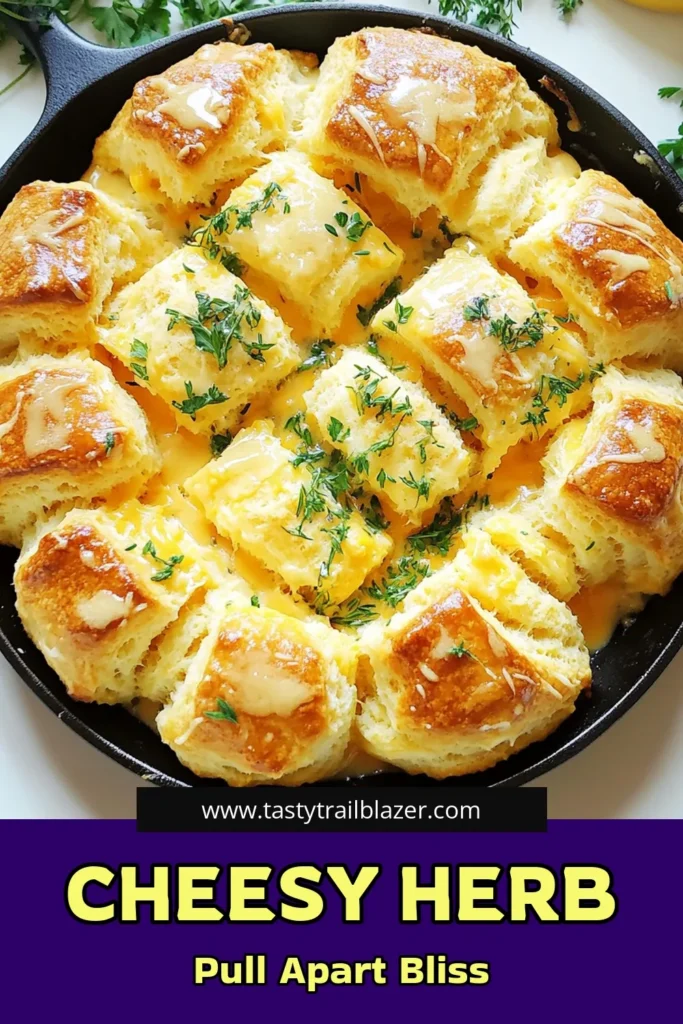 Indulge in the gooey goodness of Savory Herb and Cheese Biscuit Pull Apart Bread! With just a few simple ingredients, you can create a delightful, golden-brown bread that’s perfect for sharing. This recipe combines cheddar, fresh herbs, and a buttery finish, making it an irresistible snack or side dish. Ready to impress your guests? Click to explore the full recipe and transform your baking today! #PullApartBread #BiscuitRecipe #CheesyGoodness #HomemadeBaking