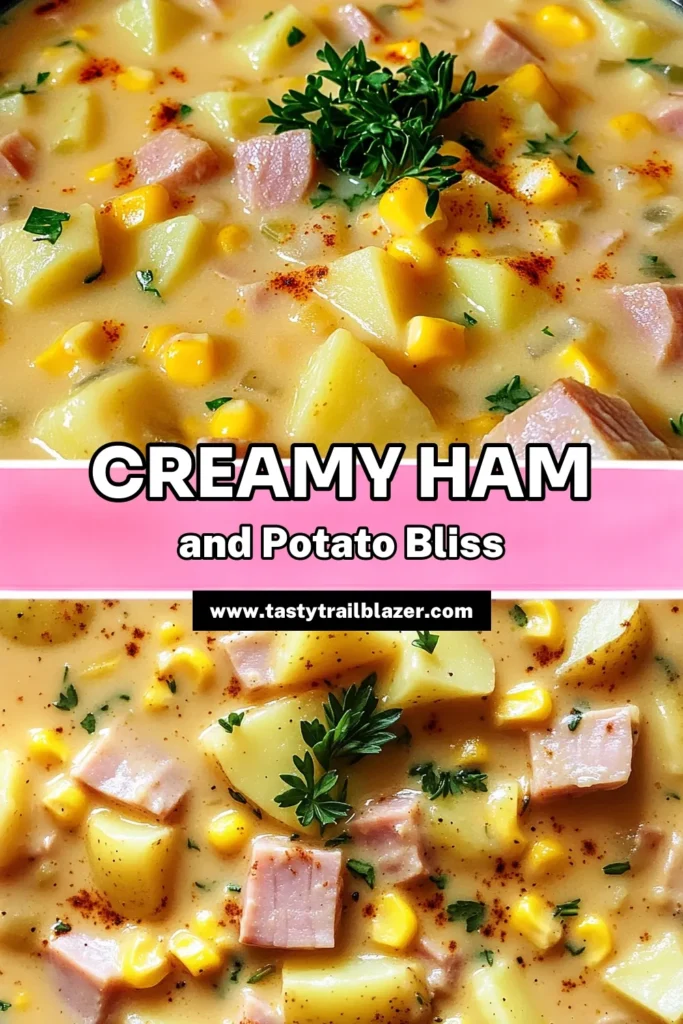 Warm up your week with this comforting creamy ham & potato chowder! This easy slow cooker recipe combines tender potatoes, savory ham, and sweet corn, all simmered in a rich, creamy broth that's perfect for chilly days. Ideal for family dinners or meal prep, this chowder is sure to be a hit. Click through for the full recipe and enjoy a bowl of delicious comfort food tonight!