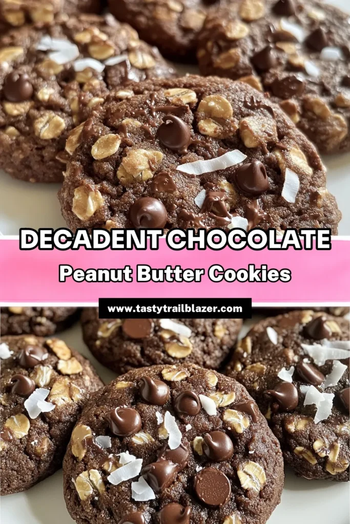 Indulge in these delightful Chocolate Peanut Butter Oatmeal Cookies! They're easy to make with just a handful of wholesome ingredients like peanut butter, cocoa powder, and rolled oats. Perfect for a sweet treat that's also nutritious! With just 15 minutes of prep time, you can enjoy a batch of these chewy, chocolatey cookies in no time. Click through to explore the full recipe and satisfy your cravings! #ChocolatePeanutButter #OatmealCookies #HealthyDesserts #BakingRecipes