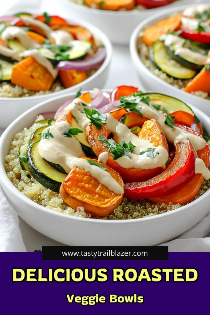 Experience the deliciousness of Roasted Veggie Grain Bowls with Maple Tahini! This recipe is a perfect blend of quinoa, sweet potatoes, and colorful veggies, topped with a creamy maple tahini sauce that will delight your taste buds. Ideal for meal prep or a cozy dinner, these bowls are healthy and satisfying. Click through for the full recipe and enjoy a burst of flavors! #GrainBowls #HealthyRecipes #VeggieMeals #MealPrepIdeas