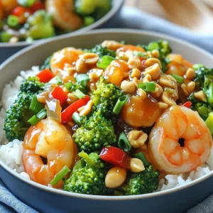 For a tasty Kung Pao shrimp bowl, you need: - 1 lb large shrimp, peeled and deveined - 1 red bell pepper, diced - 1 cup broccoli florets - 1 small onion, diced - 2 cloves garlic, minced - 1 inch ginger, grated - 1/4 cup unsalted roasted peanuts - Cooked rice (for serving) These ingredients give the dish its vibrant colors and great taste. The marinade brings out the flavor of the shrimp. You will use: - 2 tablespoons soy sauce (low sodium) - 1 teaspoon cornstarch - 1 tablespoon sesame oil - 2 tablespoons hoisin sauce - 1 tablespoon rice vinegar - 1 teaspoon chili paste (adjust to spice preference) Mix these together to coat the shrimp and let it sit. This makes the shrimp tender and full of flavor. Garnishes add a fresh touch. Consider adding: - Green onions, sliced These add a nice crunch and brightness to your dish. Feel free to get creative with your toppings! First, take 1 pound of large shrimp. Peel and devein them if needed. In a medium bowl, mix the shrimp with 2 tablespoons of low sodium soy sauce and 1 teaspoon of cornstarch. This mix helps the shrimp stay tender. Toss the shrimp well to coat. Let it sit for 15 minutes. This gives the shrimp time to absorb flavors. While the shrimp marinates, get your skillet ready. Heat 1 tablespoon of sesame oil over medium-high heat. Once hot, add the marinated shrimp. Stir-fry for about 2 to 3 minutes. Look for the shrimp to turn pink and opaque. Once done, remove the shrimp and set it aside. In the same skillet, add 1 small diced onion, 1 diced red bell pepper, and 1 cup of broccoli florets. Stir-fry these veggies for about 5 minutes. You want them to be tender but still a bit crisp. Next, add 2 minced garlic cloves and 1 inch of grated ginger. Sauté for another minute until you smell the garlic and ginger. Now it's time to bring it all together! Return the shrimp to the skillet. Add 2 tablespoons of hoisin sauce, 1 tablespoon of rice vinegar, and 1 teaspoon of chili paste. Stir everything well and cook for an extra 2 minutes. This allows the flavors to meld. Finally, mix in 1/4 cup of unsalted roasted peanuts. Cook for another minute, then remove the skillet from heat. Serve your Kung Pao shrimp over bowls of cooked rice. Don’t forget to garnish with sliced green onions for a fresh touch! To cook shrimp perfectly, choose large shrimp. They cook fast and stay juicy. Start by marinating shrimp with soy sauce and cornstarch for 15 minutes. This adds flavor and helps them stay tender. Heat sesame oil in your pan over medium-high heat. Add shrimp and stir-fry for 2-3 minutes until they turn pink. Avoid overcooking. When shrimp curl into a C shape, they are done. Kung Pao dishes can be spicy, but you control the heat. The chili paste is key. Start with 1 teaspoon, then taste. If you want more heat, add more chili paste slowly. You can also use red pepper flakes for extra spice. If the dish is too hot, add more broccoli or rice to balance the heat. To get the best flavor, use fresh ingredients. Fresh ginger and garlic make a big difference. Stir-fry vegetables until they are tender but still crisp. This keeps the bright colors and crunch. After adding hoisin sauce, rice vinegar, and chili paste, stir well. Cook for 2 minutes to blend all the flavors. Finally, toss in roasted peanuts at the end. They add a nice crunch and nutty taste. Enjoy your meal with sliced green onions on top for a fresh touch! {{image_2}} You can switch shrimp for other proteins. Chicken works well in this dish. Simply cut it into bite-sized pieces. Cook it in the same way as shrimp. Tofu is also a great choice. Use firm tofu and press it to remove extra water. Then cube it and stir-fry until golden. Beef can work too, but choose thin cuts for quick cooking. To make a vegetarian version, swap shrimp for veggies or tofu. Use a mix of mushrooms, zucchini, and bell peppers. This mix adds great flavor and texture. You might try adding more nuts for crunch. Peanuts give a nice taste, but cashews can also work. Use the same sauces to keep that Kung Pao flavor. You can get creative with the veggies. Carrots add sweetness and color. Snow peas bring a nice crispness. Try adding baby corn for a fun twist. Keep your veggies fresh for the best taste. Cut them into bite-sized pieces for even cooking. Remember to stir-fry until they are tender but still crisp. This keeps the vibrant color and nutrients intact. To keep your Kung Pao Shrimp Bowls fresh, store them in airtight containers. This helps prevent moisture loss and keeps the flavors intact. Place the shrimp and veggies in one container and the rice in another. This way, the rice won’t get soggy. You can store them in the fridge for up to three days. Reheating your Kung Pao Shrimp Bowls is simple. You can use a microwave or a skillet. For the microwave, place the bowl in and heat for one to two minutes. Stir halfway for even heat. If you use a skillet, add a splash of water to keep it moist. Heat over medium until warmed through, about five minutes. Freezing is a great option if you want to save some for later. Let the dish cool completely before freezing. Pack it in freezer-safe bags or containers. Be sure to label with the date. You can freeze Kung Pao Shrimp Bowls for up to three months. To eat, thaw in the fridge overnight and reheat as mentioned above. You can serve Kung Pao shrimp bowls with simple sides. Here are a few options: - Cooked rice: White or brown rice works well. - Noodles: Stir-fried noodles add a fun twist. - Steamed vegetables: Broccoli or snap peas are great choices. - Egg rolls: These add a tasty crunch. - Spring rolls: Fresh spring rolls bring a nice freshness. These sides complement the flavors and make the meal more filling. Making Kung Pao sauce is easy. Here’s a quick guide: - Ingredients: Combine 2 tablespoons hoisin sauce, 1 tablespoon rice vinegar, and 1 teaspoon chili paste. - Mix well: Stir these ingredients in a bowl until smooth. - Taste test: Adjust the chili paste for more or less spice. This sauce adds depth and flavor to your shrimp bowls. Yes, you can use frozen shrimp. Here’s how: - Thaw first: Place shrimp in the fridge overnight or run under cold water. - Dry them: Pat the shrimp dry with a paper towel. - Cook as directed: Follow the recipe steps once thawed. Using frozen shrimp saves time and still gives great results. In this blog post, we covered how to make Kung Pao shrimp bowls. We discussed the key ingredients and marinade. You learned step-by-step how to prepare shrimp and cook the veggies. We shared tips for perfect flavor and spice levels. You can also try variations with different proteins or vegetables. Lastly, we discussed how to store and reheat leftovers. With this guide, enjoy making tasty Kung Pao bowls at home!