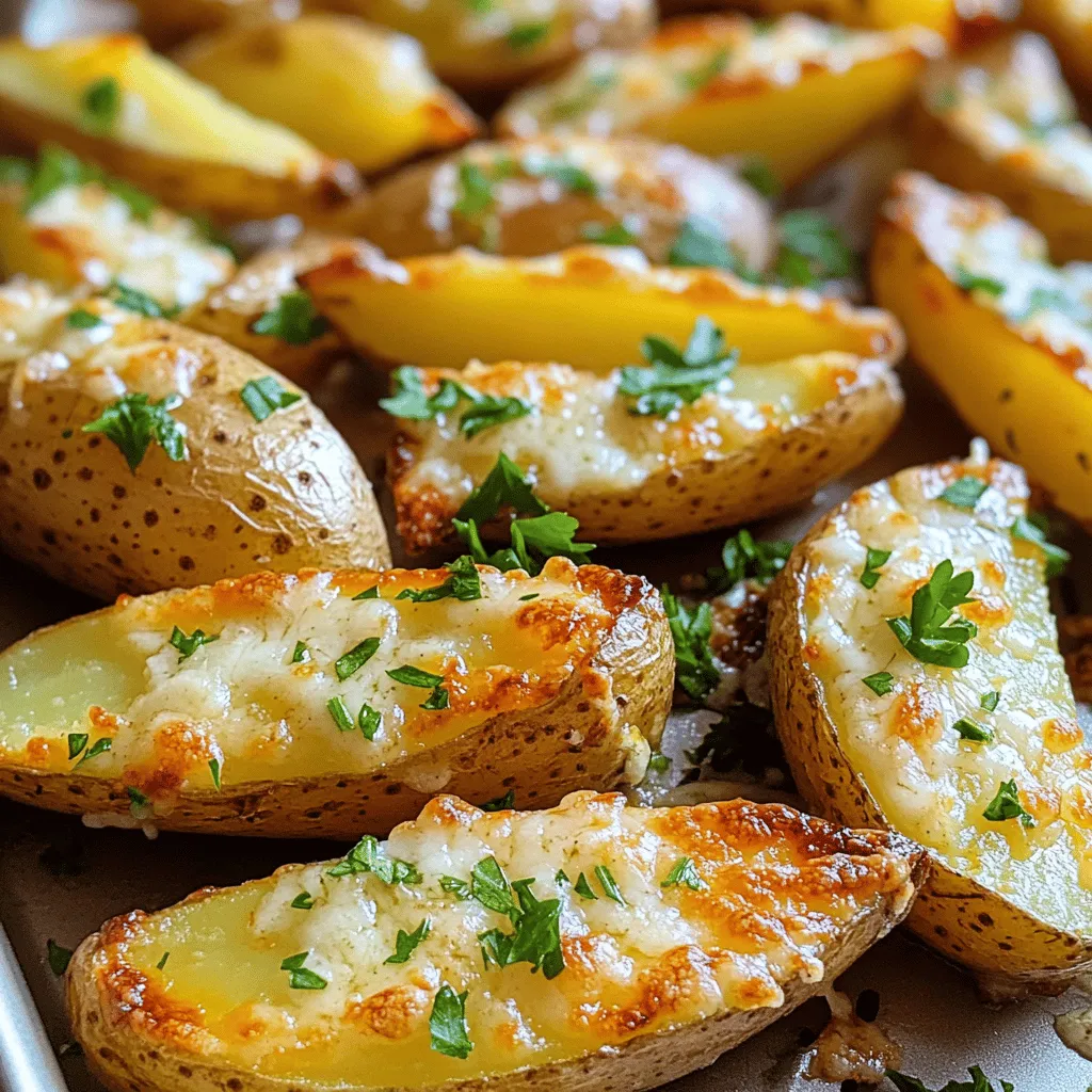 - 4 medium-sized russet potatoes - 3 tablespoons olive oil - 4 cloves garlic, minced - 1 teaspoon smoked paprika - 1 teaspoon dried oregano - 1 teaspoon salt - ½ teaspoon black pepper - ½ cup freshly grated Parmesan cheese - Fresh parsley, chopped (for garnish) When making Garlic Parmesan Potato Wedges, I always choose russet potatoes. They have a nice starch level that helps them crisp up well. You need three tablespoons of olive oil. This oil adds flavor and helps the spices stick. Minced garlic is key here; I use four cloves for that strong garlic taste. Smoked paprika gives a lovely warmth. Just one teaspoon is enough to add depth. Dried oregano adds a hint of earthiness. I also use salt and black pepper to enhance the flavors. Don’t forget the Parmesan cheese! A half cup of freshly grated cheese melts beautifully on the hot wedges. Lastly, a sprinkle of fresh parsley brightens up the dish and makes it look pretty. - Air fryer - Mixing bowl - Knife and cutting board - Measuring spoons and cups For this recipe, an air fryer is essential. It cooks the wedges evenly and gives them that crispy finish. I like to use a mixing bowl to combine all my ingredients. A sharp knife and cutting board are crucial for cutting the potatoes into wedges. Measuring spoons and cups ensure you get the right amounts of each ingredient. Gathering these tools makes cooking easier and more fun. Start by soaking the potato wedges in cold water. Use a large bowl for this. Let them soak for about 30 minutes. This step removes excess starch. It helps the wedges turn crispy later. After soaking, drain them well. Use a clean kitchen towel to pat them dry. This ensures moisture doesn’t steam the potatoes in the air fryer. Next, grab a large mixing bowl. Combine 3 tablespoons of olive oil, 4 cloves of minced garlic, 1 teaspoon of smoked paprika, 1 teaspoon of dried oregano, 1 teaspoon of salt, and ½ teaspoon of black pepper. Mix these ingredients well. The goal is to ensure the garlic flavor spreads evenly. This makes every bite packed with taste. Now add the dried potato wedges to the bowl. Toss them gently in the seasoning mixture. Make sure each wedge gets coated thoroughly. This step is key for the flavor. You want the garlic and spices on every part of the potatoes. This coating makes a big difference in taste. Preheat your air fryer to 400°F (200°C). Once it’s ready, place the potato wedges in the basket. Lay them in a single layer. Avoid overcrowding; it needs space to cook evenly. If you have a lot of wedges, you may need to cook in batches. Cook them for 15-20 minutes. Shake the basket halfway through. This helps them brown nicely all over. When the wedges are crispy and golden brown, take them out. Put them back in the mixing bowl. Now, sprinkle ½ cup of grated Parmesan cheese over the hot wedges. The heat will help the cheese melt. Toss gently so the cheese sticks to the wedges. This adds a rich flavor that you’ll love. Transfer the potato wedges to a serving plate. For a fresh touch, garnish with chopped parsley. This adds color and a burst of flavor. Serve these delicious wedges hot. They make a great snack or side dish. Enjoy them with your favorite dips or sauces! To get crispy potato wedges, soak them in cold water for 30 minutes. This step removes extra starch. After soaking, drain the wedges and pat them dry. Less moisture means more crunch! Set your air fryer to 400°F (200°C). Cook the wedges for 15-20 minutes. Check them halfway through and shake the basket. This helps them brown evenly. If your air fryer is small, cook in batches. This way, each wedge gets enough heat. You can change the flavor by adding herbs or spices. Try rosemary, thyme, or even chili powder for a kick. For a twist, use different cheeses. Cheddar or a dairy-free option works well, too. Mix and match until you find your favorite blend. Dips make these wedges extra tasty. Try ketchup, ranch, or garlic aioli. Each dip adds a new layer of flavor. You can also pair them with a side salad or grilled veggies. This makes a great snack or side dish for any meal. Enjoy! {{image_2}} You can use many types of potatoes for this recipe. Russet potatoes are my favorite because they get crispy and fluffy inside. You can also try sweet potatoes. They add a nice sweetness and a vibrant color. Other options include Yukon Gold or red potatoes. Each type gives a different taste and texture. If you want a vegan version, you can skip the Parmesan cheese. Nutritional yeast is a great substitute. It adds a cheesy flavor without dairy. You can also use cashew cheese for creaminess. Try mixing in spices like garlic powder or smoked paprika to boost the flavor. For those who like heat, add chili powder or cayenne to the seasoning mix. Start with a small amount, and taste as you go. You can also sprinkle some crushed red pepper flakes right before serving. Adjust the seasoning based on your spice level. Enjoy the kick! To keep your garlic Parmesan potato wedges fresh, place them in an airtight container. This helps avoid moisture loss. Store them in the fridge for up to three days. After that, they might lose their great taste and texture. Air frying is the best way to reheat these wedges. Set the air fryer to 350°F (175°C) and cook for about 5 to 7 minutes. This keeps them crispy and tasty. If you don’t have an air fryer, use an oven. Preheat it to 375°F (190°C) and place the wedges on a baking sheet. Bake for about 10 minutes. This will also help them crisp up. You can freeze the potato wedges if you want to save them for later. First, let the wedges cool completely. Then, spread them out on a baking sheet and freeze until solid. Once frozen, transfer them to a freezer bag or container. They can last for up to three months. To reheat, let them thaw in the fridge overnight. Then, use the air fryer or oven as mentioned above. Cook potato wedges in the air fryer for 15 to 20 minutes. The time depends on the size of the wedges. Shake the basket halfway through to help them cook evenly. Check for a golden brown color. You want them crispy and tender inside. Yes, you can use many other seasonings. Try adding chili powder for heat. Italian herbs like basil or thyme work well too. Mix in some cheese blends for extra flavor. Feel free to get creative with your favorite spices. To cut potatoes for wedges, slice each potato in half lengthwise. Then, slice each half into 3 to 4 wedges. Aim for even thickness to ensure they cook at the same rate. A sharp knife helps make clean cuts. Wedges may not be crispy for a few reasons. If they are too wet, they can steam instead of fry. Make sure to soak and dry them well. Also, overcrowding the basket can prevent crisping. Cook in smaller batches for the best results. Yes, you can prep the wedges ahead of time. Cut and soak them a few hours before cooking. Store them in cold water in the fridge. However, for the best texture, cook them fresh just before serving. This blog post covered how to make tasty garlic Parmesan potato wedges. I shared the key ingredients, tools, and easy steps to cook them. You learned how to get perfect crispiness and even flavor. Also, I included tips for different variations and how to store leftovers. Enjoying these wedges can be fun and delicious. Try experimenting with the flavors and serving ideas. You can impress friends and family with your cooking! Now, get cooking and savor those tasty bites!