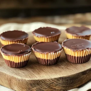 To make these no-bake chocolate peanut butter cups, you'll need some simple items. Here’s a list to get you started: - 1 cup creamy peanut butter - 1/2 cup powdered sugar - 1 cup semi-sweet chocolate chips - 1 tablespoon coconut oil - 1/2 teaspoon vanilla extract - Pinch of sea salt - Mini muffin liners (12 count) These ingredients come together to create a rich and tasty treat. The creamy peanut butter gives a smooth texture. The powdered sugar adds sweetness, while the chocolate brings a delightful richness. Coconut oil helps the chocolate melt easily and set well. Vanilla extract boosts the flavor, and sea salt balances the sweetness. Using mini muffin liners makes serving easy and fun. Each cup is a perfect bite of joy! To start, gather your mixing bowl. Add 1 cup of creamy peanut butter. Then, pour in 1/2 cup of powdered sugar. Next, add 1/2 teaspoon of vanilla extract and a pinch of sea salt. Mix everything together until it’s smooth. This mixture will be the heart of your cups. Now it’s time to melt the chocolate. Take 1 cup of semi-sweet chocolate chips and 1 tablespoon of coconut oil. If you use a microwave, heat it in 30-second bursts. Stir after each burst until melted. If you prefer, use a double boiler on the stove. Melt it over low heat while stirring. The goal is a smooth chocolate mix. Once the chocolate is melted, it’s assembly time. Grab your mini muffin liners. Spoon about 1 tablespoon of melted chocolate into each liner. Use the back of a small spoon to spread it out. Cover the bottom well. Then, refrigerate the liners for about 10 minutes. This sets the chocolate base. After the base sets, scoop 1 tablespoon of the peanut butter mixture into each cup. Spread it gently. Finally, pour another tablespoon of melted chocolate on top. Make sure to cover the peanut butter fully. Tap the muffin tin on the counter to smooth the tops. Place the muffin tins back in the fridge. Let them chill for another 15 to 20 minutes. This time allows the chocolate to harden completely. Once done, carefully peel the peanut butter cups from the liners. Enjoy your no-bake chocolate peanut butter cups! You can swap out ingredients for your taste. Try crunchy peanut butter for extra texture. Use maple syrup instead of powdered sugar for a healthier option. If you need a dairy-free treat, choose dairy-free chocolate chips. Always make sure your substitutes fit your diet. To get smooth chocolate, melt it slowly. Use short bursts in the microwave. Stir often so it heats evenly. If you use a double boiler, keep the water simmering, not boiling. This gives you a nice, creamy finish. These treats shine at parties! Serve them on a festive platter. You can add toppings like chopped nuts or sprinkles. For a fun twist, serve them with fresh fruit. Everyone loves a sweet surprise! {{image_2}} You can make these no bake chocolate peanut butter cups even better by adding nuts. Chopped peanuts or almonds give a nice crunch. Simply mix a handful of chopped nuts into your peanut butter layer. This adds texture and flavor. You can also sprinkle some crushed nuts on top of the melted chocolate. The extra crunch makes each bite more fun and exciting. Want to change the flavor? You can add different extracts to the peanut butter mix. A splash of almond extract can give it a nutty twist. If you like coconut, try coconut extract. Just a little goes a long way. These flavor boosts can make your treats unique and special. Feel free to experiment with other extracts too, like mint or orange. Toppings can change the look and taste of your cups. Instead of just chocolate, you can drizzle white chocolate on top. This adds a sweet contrast to the dark chocolate. You can also use sprinkles or sea salt. They add color and extra flavor. For a fun twist, try using mini chocolate chips or shredded coconut as toppings. Get creative and make your cups your own! To keep your no bake chocolate peanut butter cups fresh, store them in an airtight container. Place parchment paper between layers to prevent sticking. Keep them in the fridge for the best taste and texture. The cool temperature helps maintain their shape and flavor. When stored properly, these treats last about one week in the fridge. After a week, they may start to lose their taste and texture. If you notice any changes in smell or appearance, it's best to toss them out. Always trust your senses! You can freeze these cups for longer storage. Wrap each cup in plastic wrap or foil before placing them in a freezer-safe container. They can last up to three months in the freezer. To enjoy them, thaw in the fridge overnight. This keeps them tasty and ready to eat! Yes, you can use crunchy peanut butter. It adds a nice texture. You may find the bites more fun with the crunchy pieces. Just replace creamy peanut butter with an equal amount of crunchy peanut butter. The flavor stays great, and the cups will still set well. To make these cups dairy-free, choose dairy-free chocolate chips. Look for brands labeled vegan or dairy-free. You can find these in health food stores or online. This way, you keep the taste while making it suitable for a dairy-free diet. If you don’t have coconut oil, use vegetable oil or butter. Both options will work well for melting the chocolate. They help keep the chocolate smooth and easy to pour. You can also use shortening for a similar texture. To prevent chocolate from cracking, ensure it melts slowly and evenly. Stir it often while melting. Avoid heating it too much, as that can cause it to harden. Let the cups chill in the fridge gently. This will help them set evenly without cracks. You learned how to make tasty no-bake chocolate peanut butter cups. We covered ingredients, steps, helpful tips, and cool variations. Remember, you can mix in nuts or different flavors to make them your own. Store them right for fresh snacks any time. I hope you enjoy making these treats as much as I do. Happy cooking!