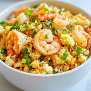 Cauliflower Fried Rice with Shrimp Healthy Flavor Boost