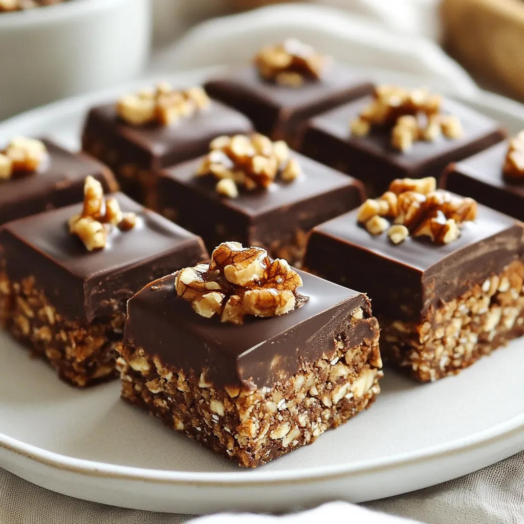 - 1 cup creamy peanut butter - 1/2 cup honey - 3 cups rolled oats - 1 cup dark chocolate chips - 1/2 cup chopped walnuts (optional) - 1 tsp vanilla extract - 1/4 tsp sea salt For this recipe, I measure ingredients in cups and teaspoons. Using these units keeps it simple. A cup equals 8 fluid ounces. A teaspoon is a small spoon you use for stirring. It’s best for measuring small amounts of ingredients. You can add fun extras to your moose treats. Chopped walnuts give a nice crunch. You might also try dried fruit like raisins or cranberries. They add sweetness and chewiness. Another option is using seeds like chia or flax for more nutrition. Each add-in changes the flavor and texture, making your treats unique. {{ingredient_image_1}} Start by gathering all your ingredients. You will need peanut butter, honey, oats, dark chocolate chips, walnuts, vanilla, and sea salt. This recipe is easy and quick. You can finish it in about 15 minutes. In a large bowl, mix the creamy peanut butter and honey. Stir until it is smooth. Next, add the vanilla extract and sea salt. Mix again to combine well. Then, slowly add the rolled oats. Use a spatula or your hands to mix everything together. If you want to add walnuts, now is the time. Make sure they are mixed in well. Melt the dark chocolate chips in a microwave-safe bowl. Heat them in 30-second intervals, stirring in between. Once melted and smooth, pour the chocolate into the oat mixture. Stir until all the oats are coated in chocolate. Line an 8x8-inch baking dish with parchment paper. Leave some overhang for easy removal. Press the mixture firmly into the dish. Smooth the top with a spatula. Place the dish in the fridge for at least one hour. This helps the treats set up. After they are firm, lift them out using the parchment. Cut into squares or bars as you like. Enjoy your no-bake moose treats! To get the best texture in your moose treats, you need to mix well. Combine peanut butter and honey until smooth. This step helps your treats hold together. If you add oats too quickly, it can clump. Mix in oats gradually for even distribution. If you use walnuts, chop them small. This way, they blend nicely with the oats. Presentation matters! Serve these treats on a rustic wooden board. You can also use a decorative plate. For a fun touch, drizzle melted chocolate on top. Add some colorful sprinkles for extra flair. Cut them into squares or bars for easy serving. Kids love them as snacks, and they are great for parties! You can make these treats a bit healthier. Use natural peanut butter with no added sugar. Swap honey for maple syrup if you want a vegan option. If you want fewer calories, cut down on chocolate chips. Use dark chocolate with a higher cocoa content for extra health benefits. You can also add seeds or dried fruit for added nutrients. Pro Tips Chill the Chocolate: For a smoother melt, ensure your dark chocolate chips are at room temperature before melting. Oat Substitutions: If you're looking for a gluten-free option, use certified gluten-free oats for your moose treats. Nut Alternatives: You can replace walnuts with other nuts like almonds or pecans, or omit them altogether for a nut-free version. Serving Suggestions: These treats pair wonderfully with a glass of milk or a cup of coffee for a delightful snack. {{image_2}} You can easily make these treats nut-free. Simply swap the peanut butter with sunbutter or soy nut butter. Both options work great and keep the treat creamy. This change allows kids with nut allergies to enjoy these yummy bites. You won’t lose flavor or texture, so everyone can enjoy them! Feel free to get creative with flavors! You can add a dash of cinnamon or a splash of almond extract to boost the taste. Want a chocolate twist? Add cocoa powder for richer chocolate flavor. You can also mix in some mini marshmallows for a fun twist. These additions make your moose treats even more delightful! To make these treats vegan, replace honey with maple syrup or agave nectar. This keeps the sweetness just right. For gluten-free options, use certified gluten-free oats. Both changes will let more people enjoy these treats without worry. Now everyone can share in the fun of no-bake moose treats! To keep your no-bake moose treats fresh, store them in an airtight container. Place parchment paper between layers to prevent sticking. This method helps keep the treats moist and delicious. You can also wrap them individually in plastic wrap for easy grab-and-go snacks. These tasty treats last about a week when stored properly. After that, they may lose their texture and flavor. If you notice any changes, it's best to toss them out. Always check for signs of spoilage before eating. You can freeze these moose treats for up to three months. Cut them into squares before freezing. Wrap each piece in plastic wrap and place them in a freezer-safe bag. When you’re ready to enjoy, let them thaw in the fridge or at room temperature. This method keeps them fresh and ready for a quick snack. Yes, you can use crunchy peanut butter. It will add texture and a nice crunch. The flavor will still shine through. Just make sure to mix it well with honey. This way, it binds nicely with oats and chocolate. To make the treats last longer, store them in an airtight container. Keep them in the fridge. They can stay fresh for up to two weeks. If you want to keep them longer, freeze them. They can last up to three months in the freezer. Absolutely! You can add dried fruit or seeds. Try raisins, cranberries, or sunflower seeds. Just remember to adjust the amount of oats if you add more mix-ins. This keeps the treats balanced and tasty. Get creative and enjoy your new flavors! In this post, we covered key ingredients, step-by-step instructions, and tips for delicious treats. You learned about optional add-ins and variations, plus the best ways to store your treats. Remember, you can customize flavors or make them nut-free or vegan. With these basics, you can create tasty snacks that everyone will love. Enjoy experimenting and have fun in your kitchen!