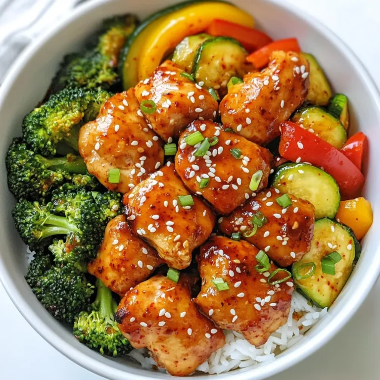 - 500g boneless chicken thighs, sliced into thin strips - 2 tablespoons gochujang (Korean chili paste) - 1 tablespoon gochugaru (Korean chili flakes) - 2 tablespoons soy sauce - 1 tablespoon sesame oil - 1 tablespoon brown sugar - 1 tablespoon minced garlic - 1 tablespoon minced ginger - 1 bell pepper (red or green), sliced - 1 small zucchini, sliced - 1 cup broccoli florets - 3 green onions, chopped - 2 tablespoons vegetable oil (for stir frying) - Sesame seeds for garnish - Salt and pepper to taste Gather these ingredients before you start cooking. The chicken gives the dish its heartiness. Gochujang and gochugaru add that spicy kick. Soy sauce and sesame oil bring depth to the flavor. You can choose any bell pepper you like. Zucchini adds a nice crunch, and broccoli adds color. Green onions give a fresh touch. Sesame seeds finish the dish beautifully. Make sure your ingredients are fresh for the best taste. Enjoy the journey of cooking this quick, flavorful meal! {{ingredient_image_1}} First, mix the marinade. In a bowl, combine 2 tablespoons of gochujang, 1 tablespoon of gochugaru, 2 tablespoons of soy sauce, 1 tablespoon of sesame oil, 1 tablespoon of brown sugar, and 1 tablespoon each of minced garlic and ginger. This mix gives the chicken its spicy and sweet flavor. Cut 500g of boneless chicken thighs into thin strips. Add the chicken to the bowl and stir to coat every piece. Cover the bowl and let it marinate for at least 30 minutes. If you have time, marinate it overnight for even better taste. Heat 2 tablespoons of vegetable oil in a large skillet or wok over medium-high heat. Once the oil is hot, add the marinated chicken. Cook for about 5 to 7 minutes. Stir frequently to cook evenly and help caramelize the chicken. The chicken should be cooked through and have a nice golden color when done. If you have leftover marinade, keep it for later. Next, add your vegetables. Toss in 1 sliced bell pepper, 1 small sliced zucchini, and 1 cup of broccoli florets. Stir-fry the veggies with the chicken for about 3 to 4 minutes. You want them to be tender but still crisp. After that, pour in the leftover marinade. Cook for another 2 minutes to let the flavors blend. Season with salt and pepper to taste. Finally, remove the skillet from the heat and mix in 3 chopped green onions. Serve hot and sprinkle sesame seeds on top for a fun finish. To get the best results, use high heat. This helps the chicken cook fast and keeps it juicy. Cut your chicken into thin strips for even cooking. Marinating the chicken for at least 30 minutes makes it more flavorful. If you can, marinate overnight. It really boosts the taste. One common mistake is overcrowding the pan. This can steam your chicken instead of frying it. Cook in batches if you have a lot. Also, do not skip the vegetables. They add crunch and nutrition. Lastly, remember to use fresh garlic and ginger. They give great flavor that dried spices can’t match. Want to take it up a notch? Add a splash of lime juice before serving. It brightens up the dish. You can also top it with crushed peanuts for a nice crunch. For more heat, add sliced fresh chili peppers while cooking. Experimenting with these tips makes every bite exciting! Pro Tips Marinate for Maximum Flavor: For the best flavor, marinate the chicken for at least 1 hour; overnight is even better to let the spices deeply infuse. Choose Fresh Vegetables: Use fresh, crisp vegetables to ensure they retain their texture and color during stir-frying, contributing to a vibrant dish. Control the Heat: Make sure your skillet or wok is hot enough before adding the chicken. This helps to sear the meat quickly, locking in juices and flavor. Adjust Spice Levels: If you prefer a milder dish, reduce the amount of gochujang and gochugaru to suit your taste, or serve with a side of yogurt to balance the heat. {{image_2}} You can switch up the veggies in this dish. Try adding carrots, snap peas, or bok choy. Each adds a new taste and texture. You can even use frozen mixed veggies if you're in a hurry. Just remember to adjust the cooking time. Frozen veggies may need a bit longer to cook through. Don't feel limited to chicken! You can use beef, shrimp, or tofu. Beef adds a hearty taste, while shrimp cooks quickly and gives a nice seafood flavor. Tofu is great for a vegetarian option. If you go with tofu, press it first to remove extra water for better texture. Love heat? Add more gochugaru or sliced fresh chili peppers. For a milder dish, use less gochujang. You can also mix in some honey or sugar to balance the heat. This dish is all about your taste. Adjust the spice until it feels just right for you. To keep your Korean Spicy Chicken Stir Fry fresh, let it cool to room temperature. Then, place the leftovers in an airtight container. Store it in the fridge for up to three days. This way, you can enjoy this tasty meal again! When you’re ready to eat, you can reheat the stir fry. You can use a skillet over medium heat. Add a splash of water or oil to prevent it from drying out. Stir it until it’s hot all the way through. You can also use a microwave. Heat it in short bursts and stir in between to warm it evenly. If you want to save the stir fry for later, freezing is a great option. Place the cooled dish in a freezer-safe container. Make sure to leave some space for expansion. It can last in the freezer for up to three months. When you’re ready to eat, thaw it in the fridge overnight before reheating. Enjoy your delicious meal anytime! Gochujang is a thick, red paste made from chili peppers, glutinous rice, fermented soybeans, and salt. It has a sweet and spicy flavor. You can find gochujang in many grocery stores, especially in the Asian aisle. You can also check Asian markets or order it online. Yes, you can! This dish works well with beef, pork, or tofu. If you choose beef, I recommend using flank steak, sliced thinly. For pork, try pork tenderloin. For a vegetarian option, use firm tofu. Just adjust cooking times as needed. Korean Spicy Chicken Stir Fry can be quite healthy! It includes lean protein from chicken and lots of colorful veggies. The key is to control the amount of oil and sugar you use. You can also add more vegetables to boost nutrients. This dish pairs well with steamed rice or noodles. You can also serve it with a side of kimchi for added flavor. A simple salad or pickled vegetables can add a nice crunch. Feel free to explore different sides to enhance your meal! You now have all you need to make a tasty Korean spicy chicken stir fry. We covered the essential ingredients, marinating methods, and cooking steps. You learned tips to avoid mistakes and enhance flavors. Plus, you explored variations for different tastes and storage options. Enjoy making this dish at home, and feel free to get creative with it! This meal is fun, healthy, and satisfying. Happy cooking!