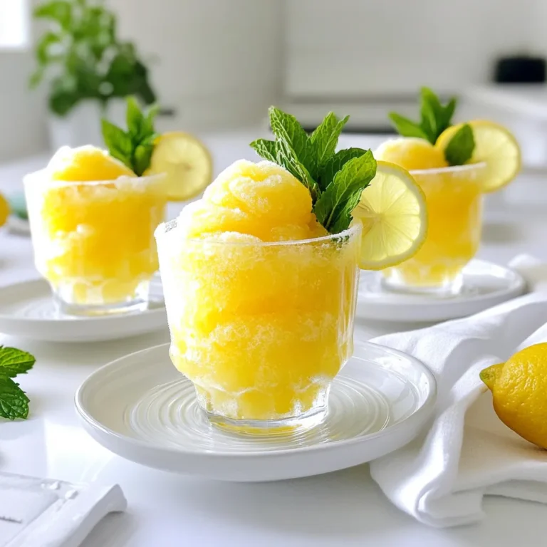 - 1 cup freshly squeezed lemon juice (about 4-6 lemons) - Zest of 1 lemon - Fresh mint leaves for garnish (optional) - Lemon slices for garnish (optional) - 1 cup granulated sugar - 2 cups cold water - 2 cups ice cubes To make a tasty frozen lemonade, start with fresh lemons. Fresh lemon juice packs a punch of flavor that bottled juice just can't match. You will need about four to six lemons to get one cup of juice. Don't forget the zest! It adds a nice citrusy aroma and flavor. For garnishing, you can add fresh mint leaves or lemon slices. These bright touches make your drink look fancy and feel special. Next, gather your pantry staples. You need one cup of granulated sugar to balance the tartness of the lemons. This sweetness makes your frozen lemonade refreshing. You also need two cups of cold water to mix everything together. Finally, ice cubes are a must! You will use two cups to create that perfect slushy texture. Now you have all the ingredients lined up. You're ready to make a delicious frozen lemonade! - Start by juicing the lemons. You need about 1 cup of fresh juice. - Next, strain the juice. This removes seeds and pulp for a smooth drink. - In a blender, combine the lemon juice, sugar, cold water, and lemon zest. - Blend until the sugar dissolves and the mixture is smooth. - Add the ice cubes. Blend again until the ice is finely crushed and slushy. - Pour the frozen lemonade into chilled glasses. - Use a spoon to fluff the texture for that perfect slushy effect. - Garnish each glass with fresh mint leaves and a lemon slice for a bright touch. The right ice to liquid ratio is key. Use 2 cups of ice for a slushy feel. If it’s too thick, add more cold water. If it’s too thin, add more ice. Taste it! Adjust sweetness if needed. You can add more sugar for a sweeter drink. Glassware matters for presentation. Use tall, clear glasses to show off that frosty texture. You can also use mason jars for a fun look. If you want a different texture, try using crushed ice instead of cubes. This gives a smoother sip and looks great too. Mix in other fruits for fun variations. Strawberries or raspberries pair well with lemon. Just blend them with the other ingredients! For a healthier option, use agave syrup or honey instead of sugar. This keeps it sweet without the guilt. {{image_2}} You can switch up the flavor of frozen lemonade. Adding fruits makes it special. - Strawberry frozen lemonade: Toss in fresh strawberries to your lemon mix. Blend them until smooth. The sweet taste of strawberries pairs well with the tart lemon. - Raspberry frozen lemonade: Use fresh raspberries for a vibrant twist. Blend them in with the lemon juice. This gives a rich color and a tangy flavor. If you want a lighter drink, try these tips. - Reducing sugar: Cut the sugar in half to make it less sweet. You can still enjoy a tasty drink with less sugar. - Using agave syrup or honey: Replace sugar with agave syrup or honey. These natural sweeteners add flavor and are often healthier. For a fun adult version, add some spirits. - Adding vodka or rum: Stir in a shot of vodka or rum after blending. This gives your frozen lemonade a kick. - Tropical variations with coconut rum: For a tropical vibe, use coconut rum. It adds a sweet, creamy taste. This pairs nicely with the lemon and ice. Experiment with these variations to find your favorite flavor. Each twist makes frozen lemonade even more enjoyable. Store your frozen lemonade in an airtight container. This keeps out air and ice crystals. You can freeze it for up to two weeks. After that, it may lose flavor and texture. If you keep it in the fridge, use it within three days. The texture changes when it warms up, making it less refreshing. You can use leftover frozen lemonade in many fun ways. Try mixing it into yogurt for a tasty treat. You can also add it to smoothies for a citrus twist. If you want something special, blend it with vodka or rum for a cool cocktail. Pour it over ice cream for a lemony dessert. The options are endless! You can make frozen lemonade without a blender using a few simple tools. Use a large bowl and a whisk to mix your ingredients. Start by squeezing the lemons and straining the juice. Then, mix the juice, sugar, and cold water in the bowl. Stir until the sugar dissolves. After that, crush the ice by hand using a rolling pin or a heavy pan. Finally, combine the crushed ice with the lemon mixture. Use a fork to fluff it up until you get a slushy texture. Yes, you can use bottled lemon juice, but fresh juice tastes better. Freshly squeezed lemon juice has a bright flavor and more nutrients. Bottled juice may have preservatives that alter the taste. If using bottled juice, choose a high-quality brand with no added sugars or flavors. You might need to adjust the sugar since bottled juice can be sweeter. Frozen lemonade can last about 2 to 3 months in the freezer. To keep its texture and flavor, store it in an airtight container. Avoid letting air get in, as it can cause ice crystals to form. To extend its shelf life, consider adding a layer of plastic wrap before sealing the container. When you want to enjoy it again, let it sit at room temperature for a few minutes. Then, fluff it up with a fork before serving. You now have all the tools to make delicious frozen lemonade at home. From fresh ingredients to pantry staples, the steps are easy to follow. Remember to adjust sweetness and ice for the perfect consistency. You can experiment with fruity flavors or make a healthy version too. Don't forget about storage tips to keep your drink fresh. Enjoy making this treat for yourself or impress friends at your next gathering!