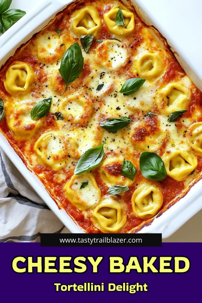 Indulge in the Ultimate Baked Tortellini with this easy tortellini casserole that brings comfort food to a whole new level. This baked tortellini recipe features cheesy tortellini baked to perfection in a delicious marinara sauce. It's a delightful oven baked tortellini dish packed with ricotta and mozzarella. Perfect for dinner! Try it today and let your taste buds rejoice! Save this recipe now! #BakedTortellini #CheesyTortellini #TortelliniCasserole #MarinaraDish
