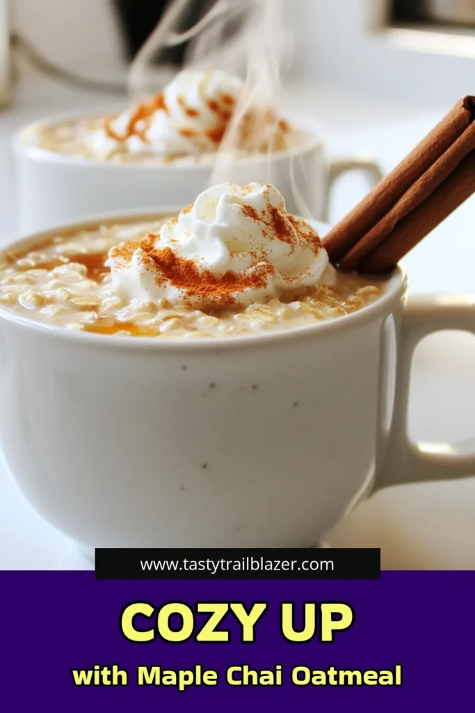 Enjoy the cozy flavors of fall with this delicious Maple Chai Oatmeal Latte! This easy recipe combines creamy oats with spiced chai tea and maple syrup for the perfect warm drink to kickstart your day. Ready in just 15 minutes, it's a delightful twist on classic oatmeal. Click through to discover how to make this comforting latte at home and elevate your breakfast routine. #MapleChaiOatmealLatte #BreakfastInspo #CozyDrinks #OatmealRecipes