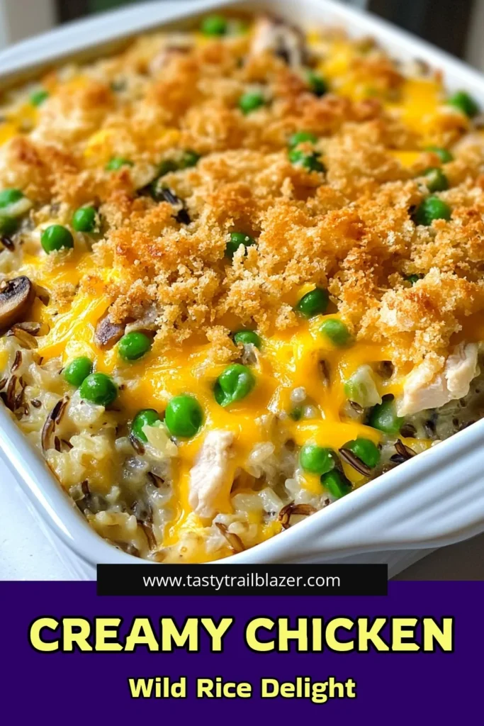 Discover the ultimate comfort food with this creamy chicken wild rice casserole! This easy chicken casserole blends tender chicken, hearty wild rice, and savory mushrooms in a delicious baked chicken recipe. Perfect for family dinners, try this wild rice casserole recipe that’s sure to impress. Don’t miss out on quick and tasty meals—save this recipe now! #ChickenCasserole #WildRiceCasserole #BakedChickenRecipes #EasyDinnerIdeas