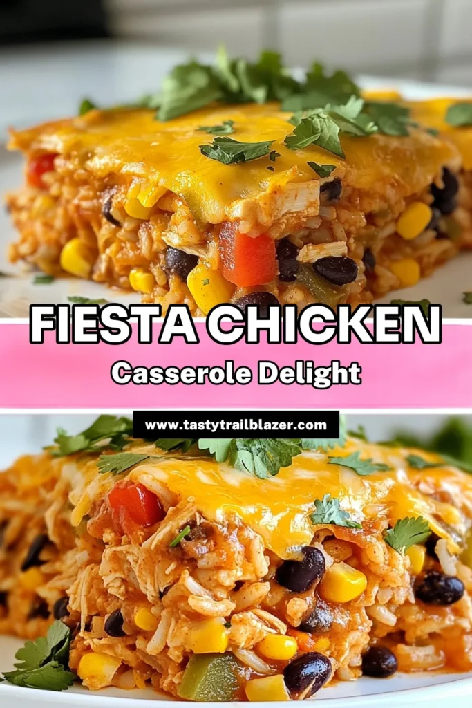 Discover the ultimate Fiesta Chicken Enchilada Casserole! This easy Chicken Rice Casserole Recipe combines tender chicken, black beans, and corn for a flavorful Mexican chicken enchilada dish. Perfect for busy nights, this Easy Enchilada Rice Bake is a crowd-pleaser. Try this delicious casserole tonight and elevate your dinner game! Save for later and impress your family! #CasseroleRecipes #MexicanFood #EasyDinner #FamilyMeals
