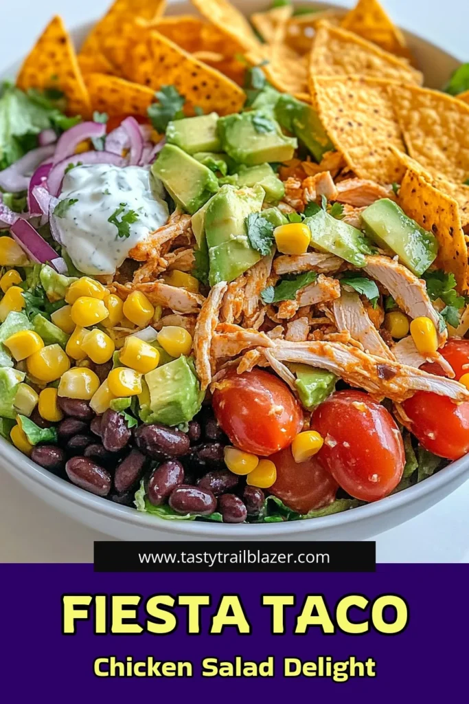 Discover the ultimate Taco Chicken Salad that’s not only delicious but also a healthy taco salad option for your meals. This easy taco salad features shredded chicken, fresh veggies, and a creamy dressing, making it a perfect chicken salad recipe for any occasion. Enjoy a taste of Mexico with every bite! Save this nutritious Mexican chicken salad recipe for quick weeknight dinners. #TacoChickenSalad #HealthyTacoSalad #EasyTacoSalad #MexicanChickenSalad
