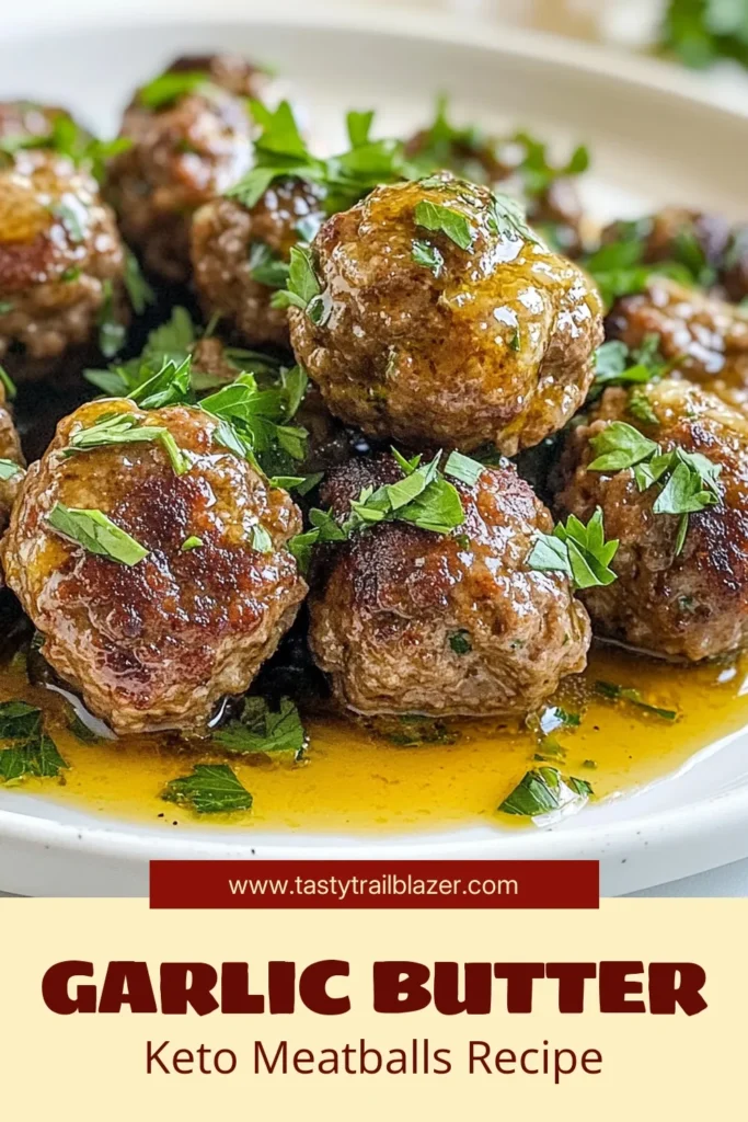 Looking for a delicious Keto meatballs recipe? Try these garlic butter meatballs that are both easy and satisfying. Made with almond flour and packed with flavor, these low carb meatballs are perfect for a quick weeknight dinner. In just 30 minutes, you can enjoy this delightful dish that the whole family will love. Don't miss out—save this easy keto dinner recipe now! #KetoMeatballs #GarlicButterMeatballs #LowCarbMeatballs #EasyKetoDinner
