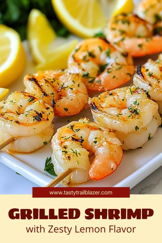 Looking for a delicious and easy shrimp recipe? Try this Lemon Herb Grilled Shrimp! This shrimp marinade recipe combines zesty lemon and fresh herbs for flavorful grilled shrimp skewers that are perfect for a healthy dinner. In just an hour, you can create a dish everyone will love. Don't forget to save this recipe for your next BBQ! Enjoy healthy shrimp dishes like this one! #ShrimpRecipes #GrilledShrimp #HealthyMeals #SeafoodDinner