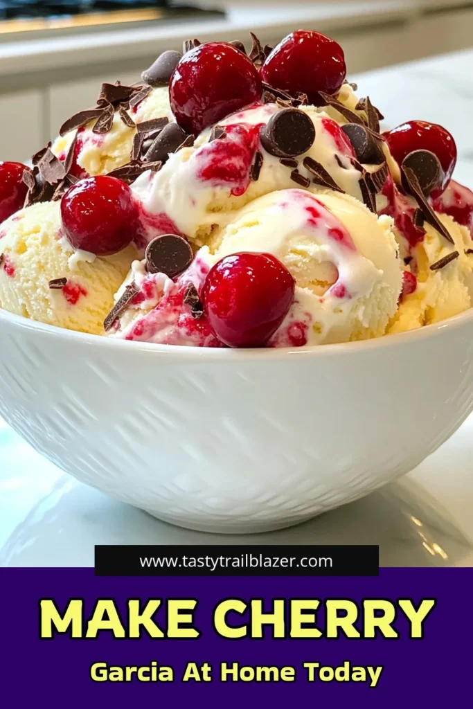 Indulge in this irresistible Cherry Garcia ice cream recipe that's a perfect replica of the beloved classic! This homemade cherry ice cream combines rich, creamy flavors with chunks of sweet cherries and semi-sweet chocolate chips, creating the ultimate chocolate cherry dessert. Try this easy copycat ice cream recipe and enjoy a delicious treat at home. Save this recipe for your next dessert craving! #CherryGarcia #HomemadeIceCream #CopycatRecipes #DessertIdeas