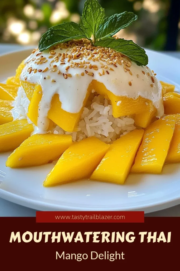 Indulge in the delightful flavors of Thailand with this simple Thai mango sticky rice recipe. This glutenous rice dessert combines tender sticky rice with a creamy coconut milk dessert and sweet ripe mangoes for a truly delicious treat. Perfect for any occasion, this Thai dessert recipe is sure to impress. Try making it today! Save this recipe for a touch of exotic sweetness. #ThaiMangoStickyRice #CoconutMilkDessert #GlutenousRiceDessert #ThaiDessertRecipes