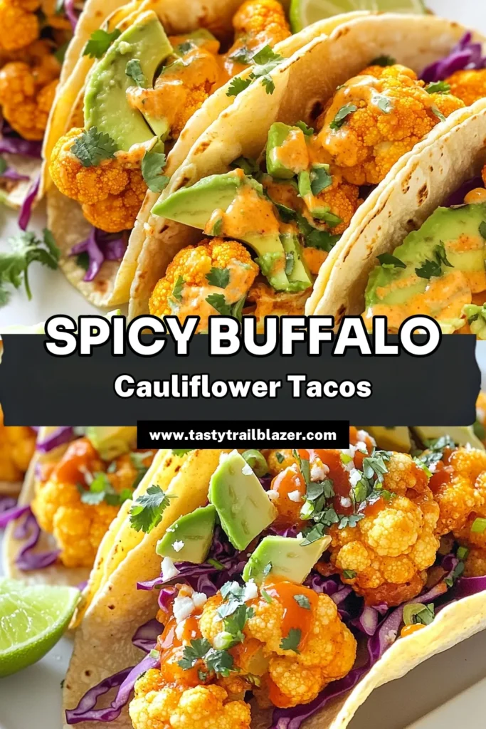 Spice up your dinner with these Buffalo Cauliflower Tacos, perfect for a vegan twist on taco night! This easy vegetarian taco recipe is not only delicious but also gluten-free, making it a wholesome choice for everyone. Enjoy crispy spicy cauliflower tacos topped with fresh avocado and crunchy cabbage. Don't miss out on this flavorful meal—save this recipe and bring the heat to your table! #BuffaloCauliflowerTacos #VeganTacoRecipes #EasyVegetarianTacos #GlutenFreeTacos