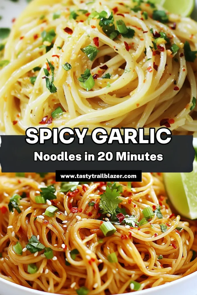 Discover the ultimate spicy noodle recipe with these Garlic Chili Oil Noodles! This quick garlic noodles dish is bursting with flavor, featuring homemade garlic oil noodles tossed in a fragrant chili oil. Perfect for a weeknight dinner, this easy chili oil pasta comes together in just 20 minutes. Ready to spice up your meal? Save this recipe now and impress your friends! #GarlicChiliOilNoodles #SpicyNoodleRecipe #QuickGarlicNoodles #EasyChiliOilPasta