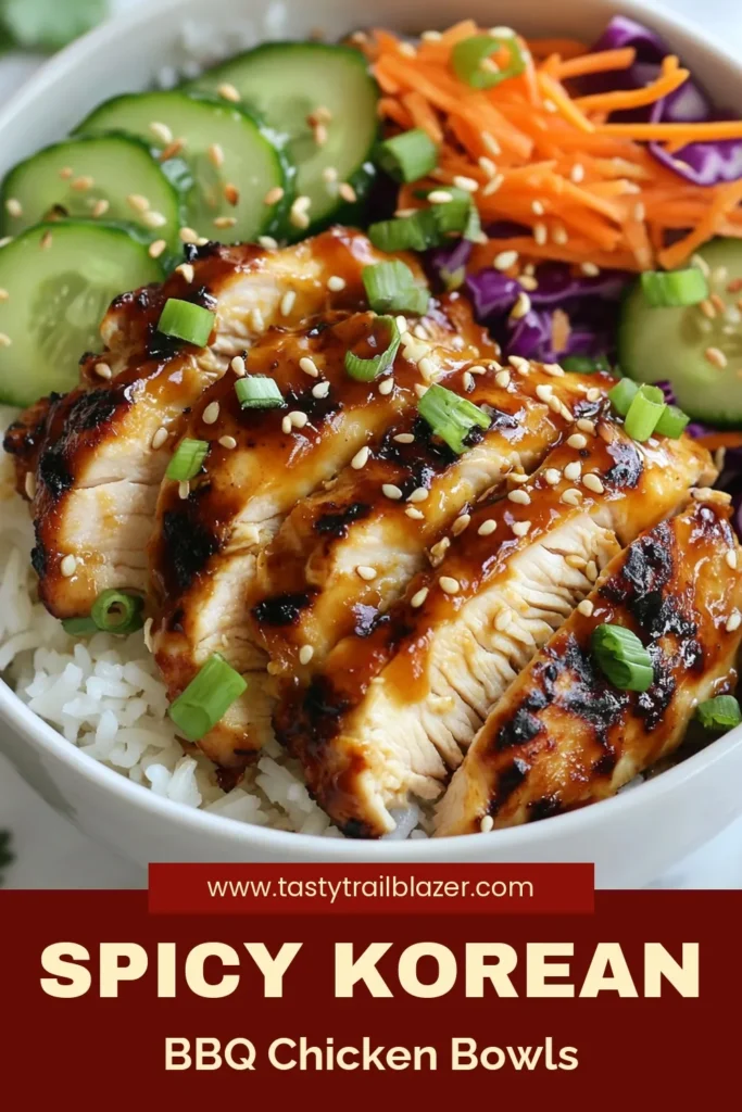 Try these delicious Korean BBQ chicken bowls featuring a creamy Gochujang sauce for a tasty Asian fusion dinner! Perfect for quick meals, this Gochujang cream recipe elevates simple ingredients to a healthy Korean recipe everyone will love. With easy chicken bowl recipes like this, meal prep becomes a breeze. Get ready to impress your family with bold flavors and vibrant colors. Save this recipe now! #KoreanBBQ #Gochujang #ChickenBowls #HealthyRecipes