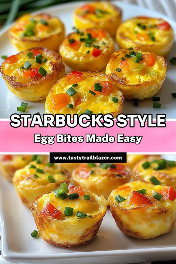 Start your day with these delicious cheesy egg bites inspired by a copycat Starbucks recipe! Perfect for breakfast meal prep, these baked egg bites combine fluffy eggs, cottage cheese, and colorful bell peppers for a nutritious kick. Easy to make and store, they’re ideal for busy mornings. Try this recipe for cottage cheese egg bites and enjoy a quick, tasty meal anytime! Save this recipe for later! #BreakfastIdeas #HealthyRecipes #MealPrep #EggBites