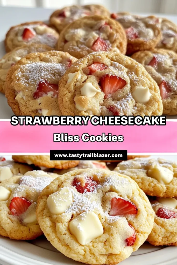 Indulge in the perfect sweet treat with these Strawberry Cheesecake Cookies! Bursting with fresh strawberries and a creamy cheesecake twist, these cookies are easy to make and irresistibly delicious. Perfect for any occasion, they will have everyone asking for the recipe! Click through to discover how to create these mouthwatering delights and impress your friends and family! #StrawberryCheesecakeCookies #Baking #Cookies #DessertRecipes