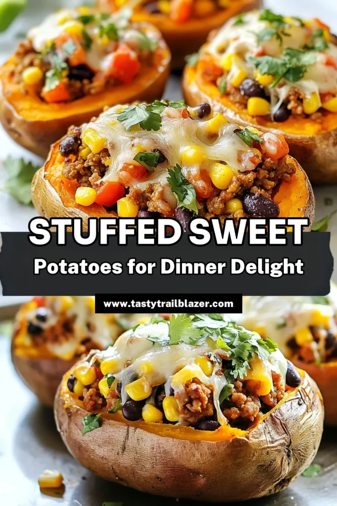 Discover this savory ground turkey recipe featuring delicious stuffed sweet potatoes! Perfect for a healthy ground turkey dinner, this easy sweet potato recipe is packed with flavor and nutrition. With ground turkey, black beans, and cheese, these Mexican stuffed sweet potatoes are sure to impress. Try this comforting meal tonight and enjoy a wholesome feast. Don't forget to save this recipe for later! #GroundTurkey #SweetPotatoes #HealthyDinner #EasyRecipes