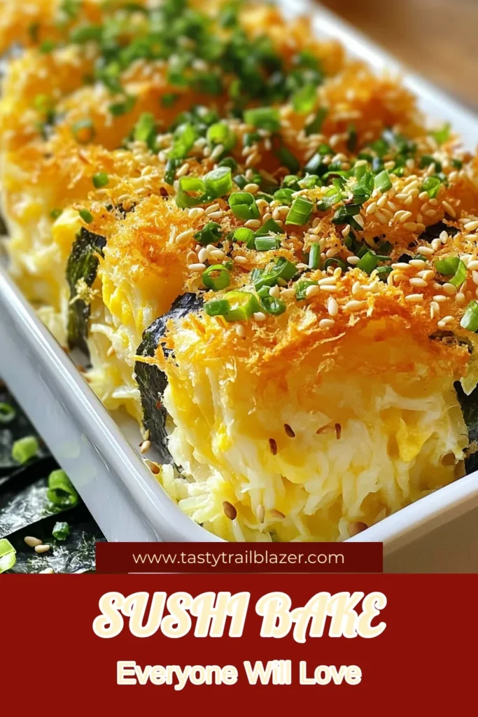 Discover the ultimate sushi bake recipe with this easy sushi bake that will impress your friends and family! This imitation crab sushi bake combines creamy flavors and a perfect blend of sushi rice for a delightful Japanese sushi bake experience. Enjoy a simple baked sushi rice recipe in just 45 minutes! Save this recipe for a fun dinner night or potluck. Try it now! #SushiBake #EasySushi #ImitationCrab #JapaneseCuisine