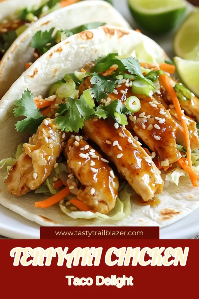 Savor the delicious flavors of Teriyaki Chicken Tacos! These easy taco recipes combine marinated chicken with fresh veggies for an Asian-inspired twist that's perfect for any gathering. Not only are these sesame chicken tacos simple to make, but they also deliver on taste. Impress your family and friends with this unique dish. Don’t forget to save this recipe for your next taco night! #TeriyakiChickenTacos #EasyTacoRecipes #MarinatedChickenTacos #AsianInspiredTacos