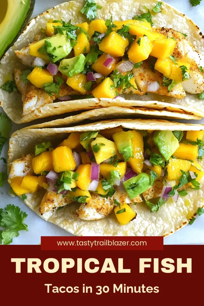 Savor the flavors of summer with these delicious Mango Salsa Fish Tacos! Perfect for healthy eating, these easy taco recipes feature tender cod fillets topped with fresh mango salsa, making your meal both vibrant and nutritious. Ready in just 30 minutes, they're ideal for busy weeknights. Don’t miss out—save this recipe for your next taco night! #MangoSalsaFishTacos #HealthyFishTacos #EasyTacoRecipes #FreshMangoSalsa