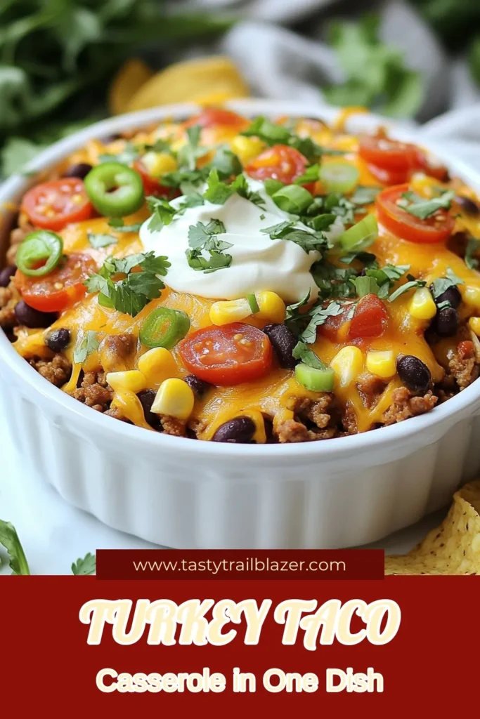 Dive into this delicious Ground Turkey Taco Casserole, the perfect one-pan taco dinner that's both quick and satisfying! This easy taco casserole recipe features healthy turkey, black beans, corn, and quinoa for a nutritious twist on a classic. Top it off with cheese and salsa for added flavor. Ideal for busy weeknights, this Mexican casserole with quinoa is sure to delight. Save this recipe for your next family meal! #GroundTurkeyTacoCasserole #HealthyTurkeyCasserole #EasyTacoCasserole #OnePanTacoDinner